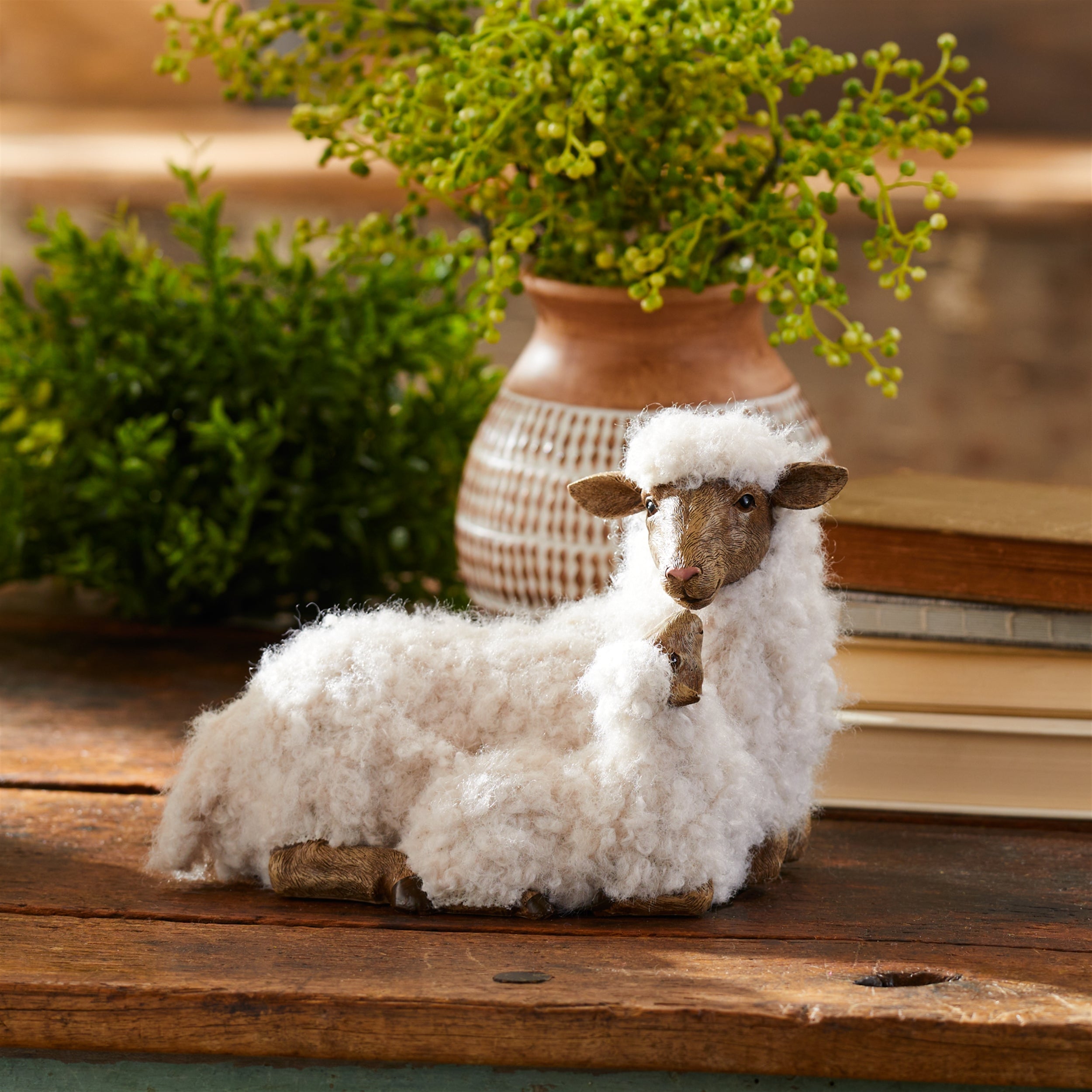 Furry Sheep with Lamb Figurine