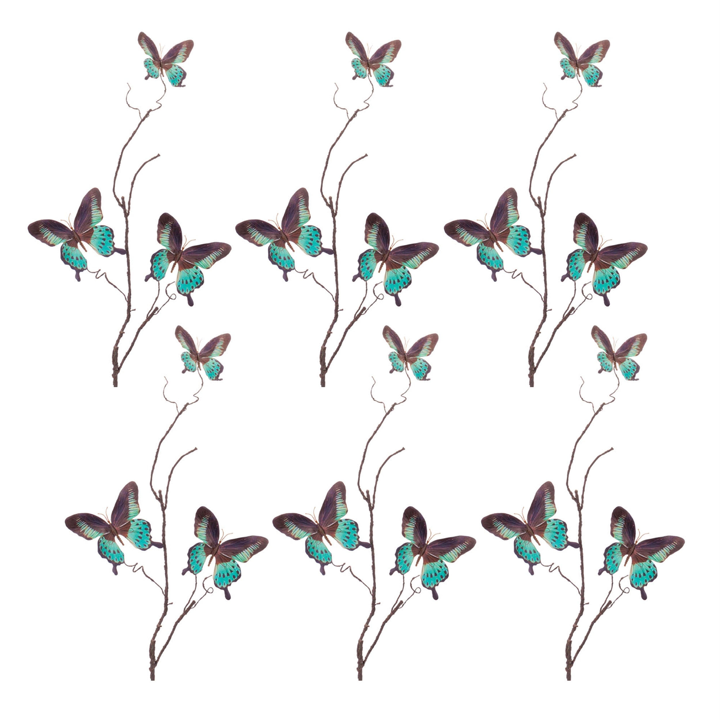 Blue Butterfly Twig Spray, Set of 6