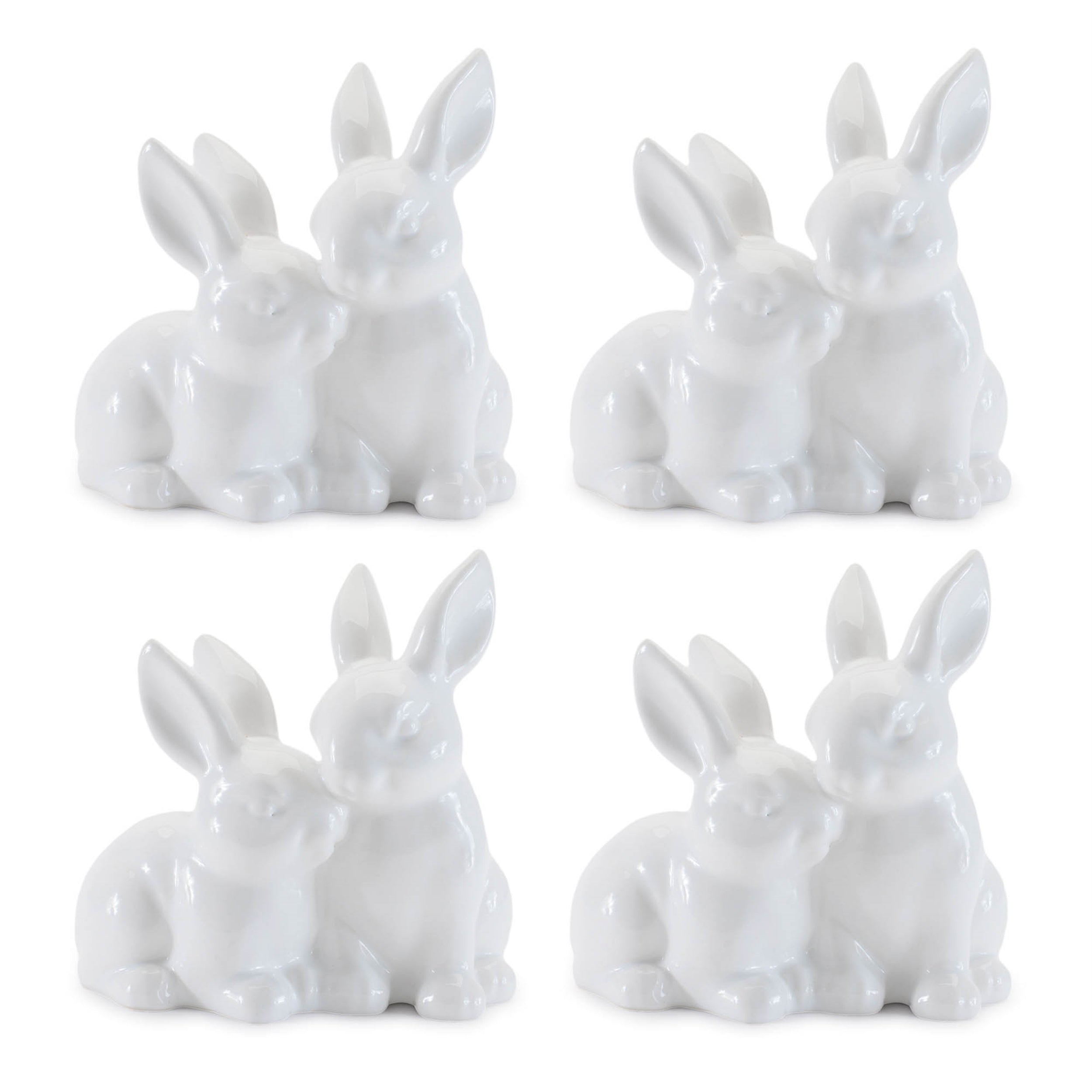 Ceramic Mini Garden Bunny Couple, Set of 4