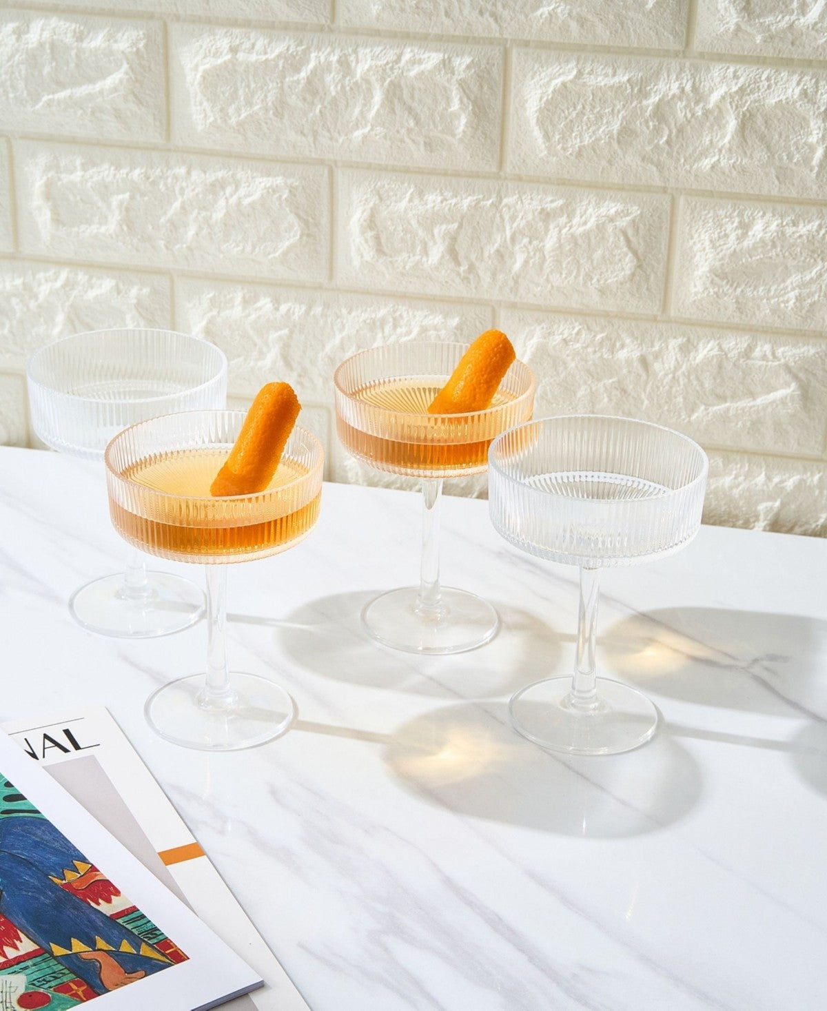 Acrylic Vintage Art Deco Shatterproof Coupe Glasses Set of 4