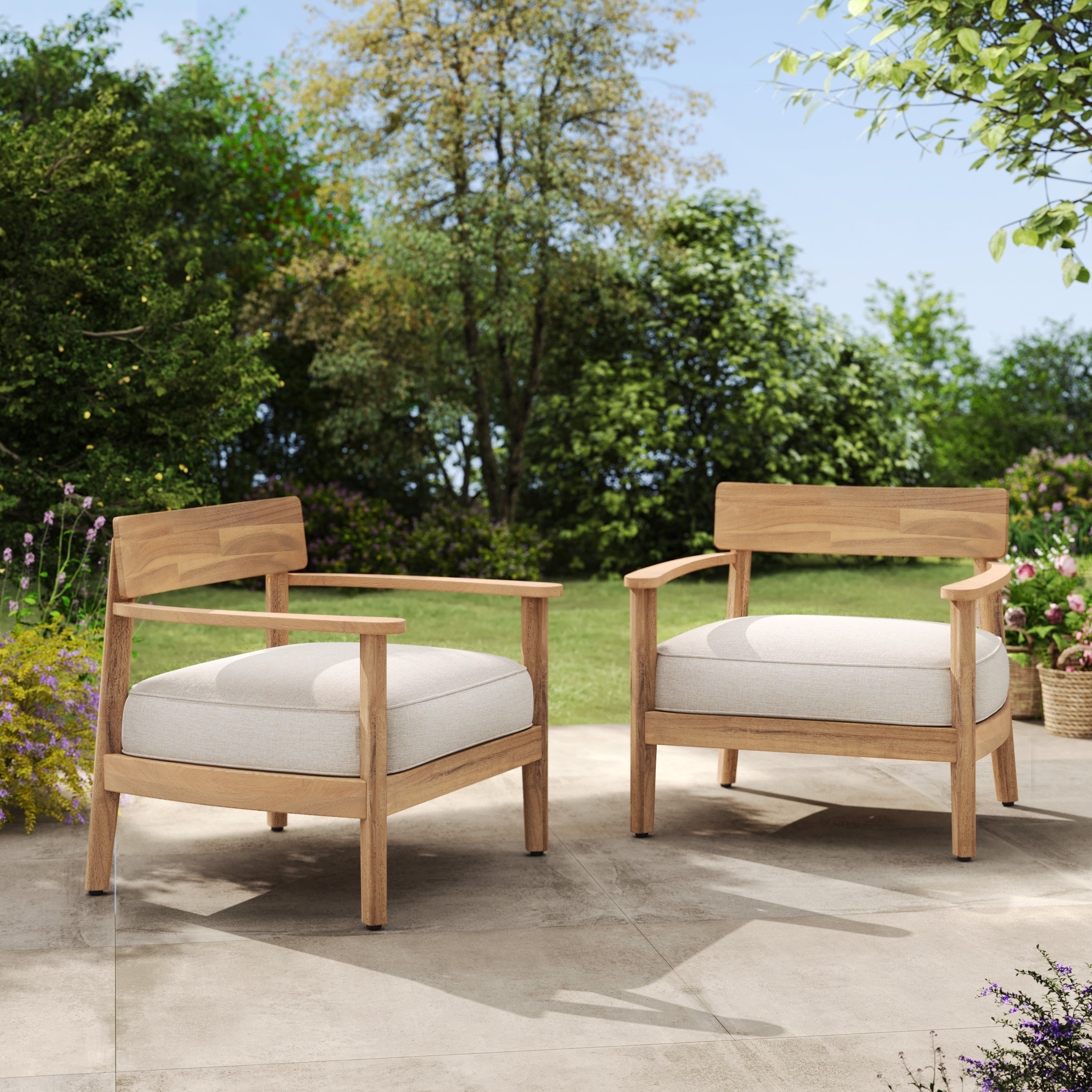 Mallorca Acacia Wood Club Chair With Seat Cushion