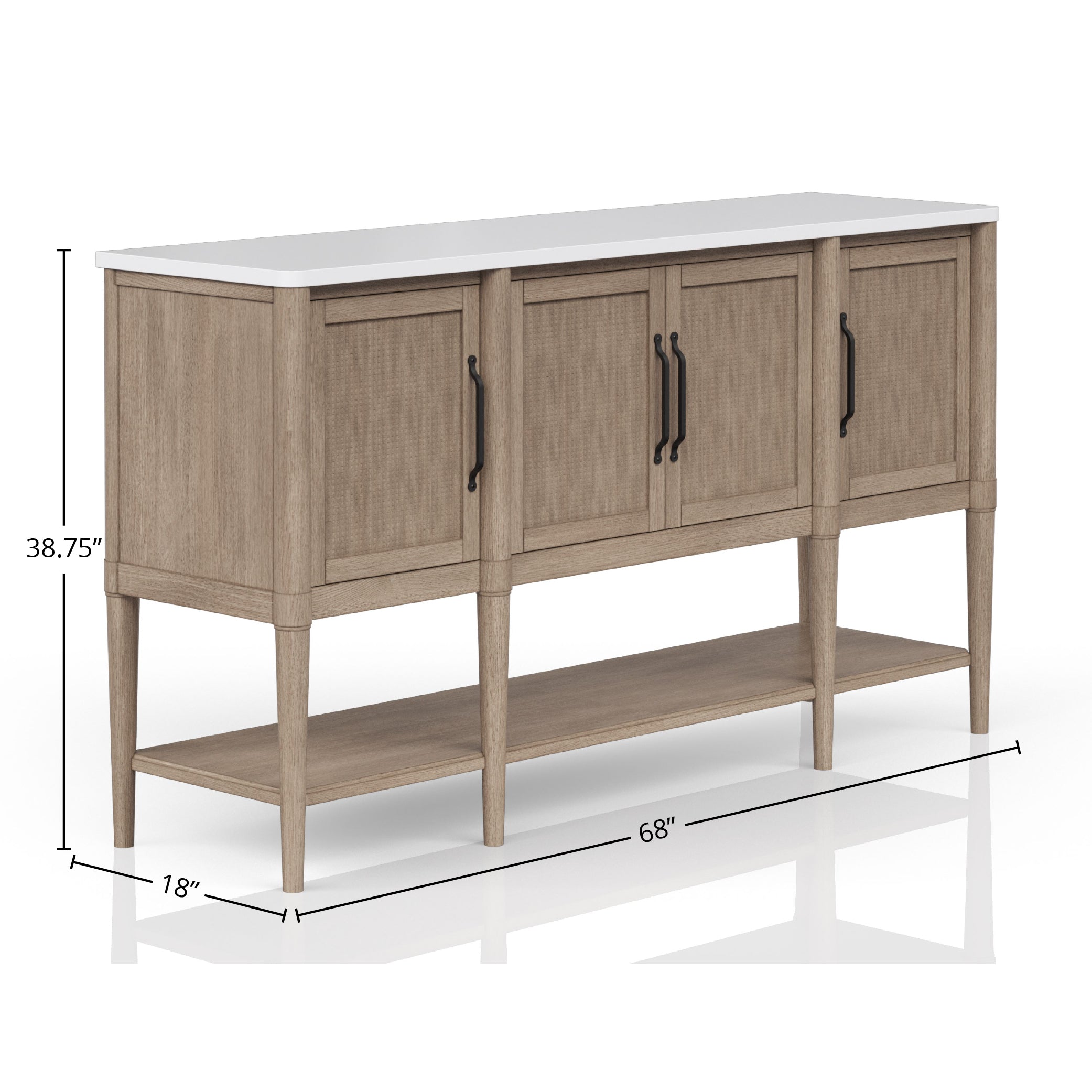 4-Door Server with Bottom Shelf