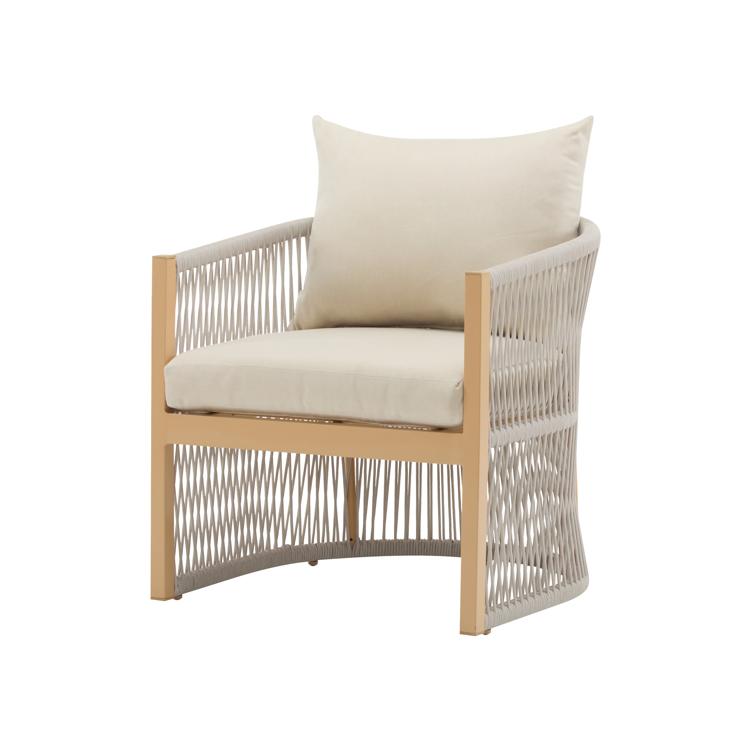 Outdoor Lounge Chair with Rope-Weave Design and Curved Back, Set of 2