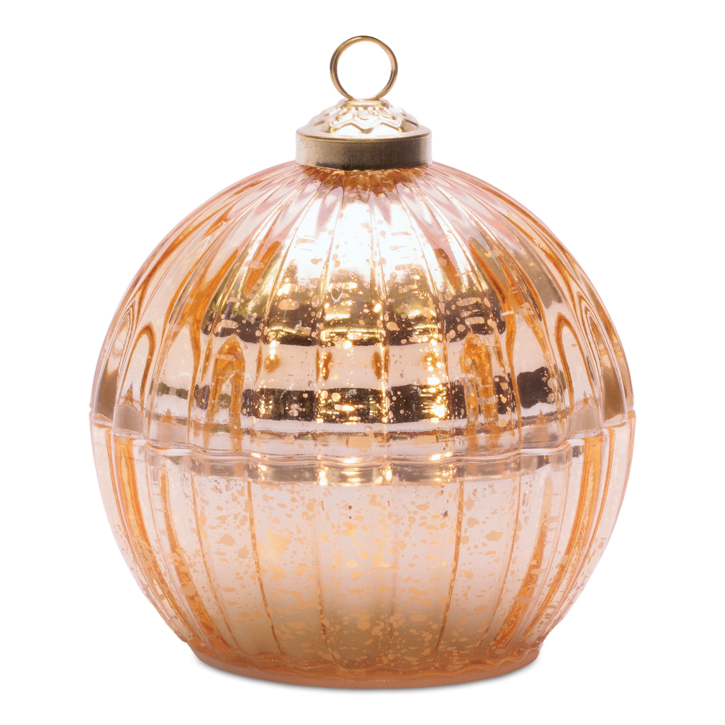 Glass Ornament with LED Candle Inside 4"D