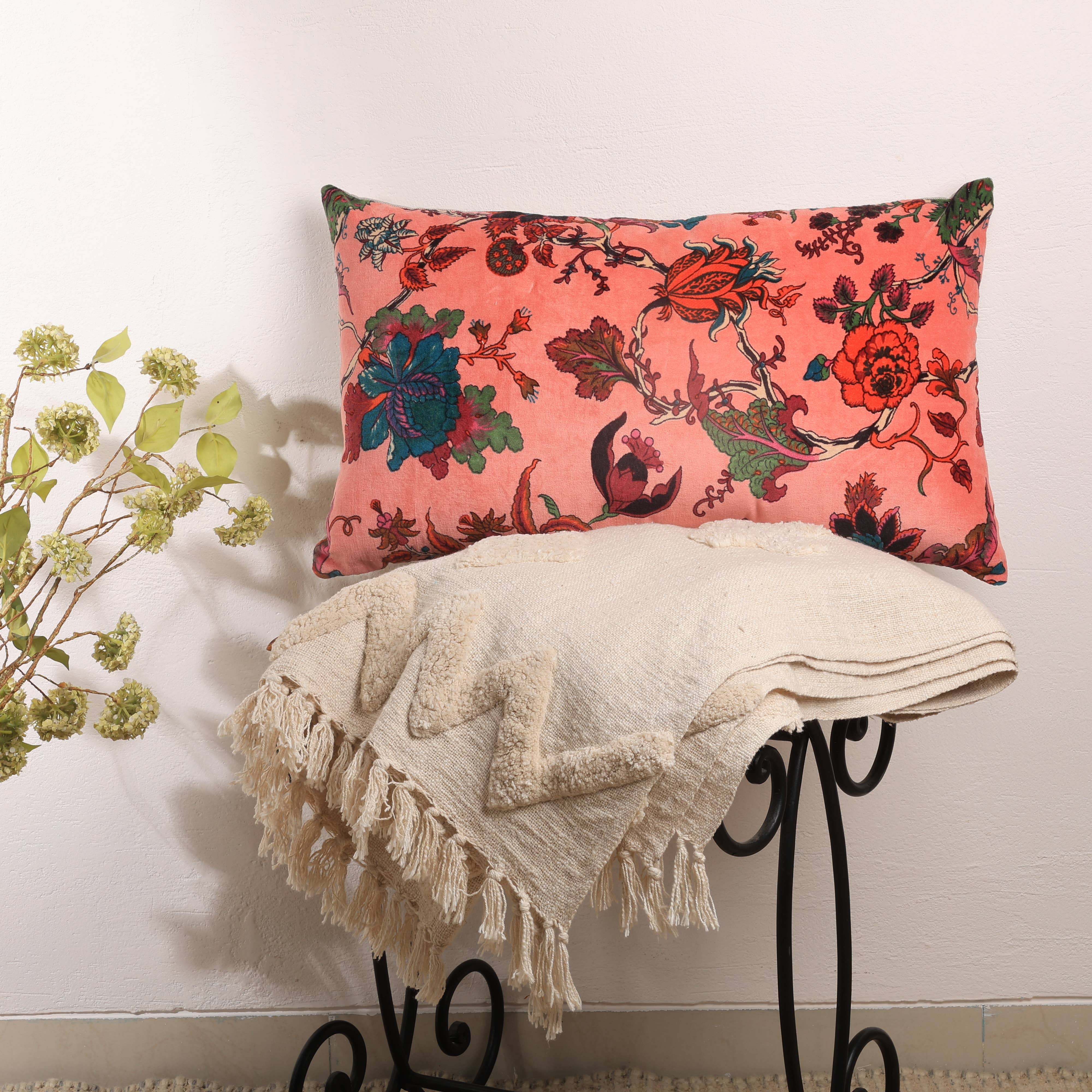 Velvet Eden Floral Pillow