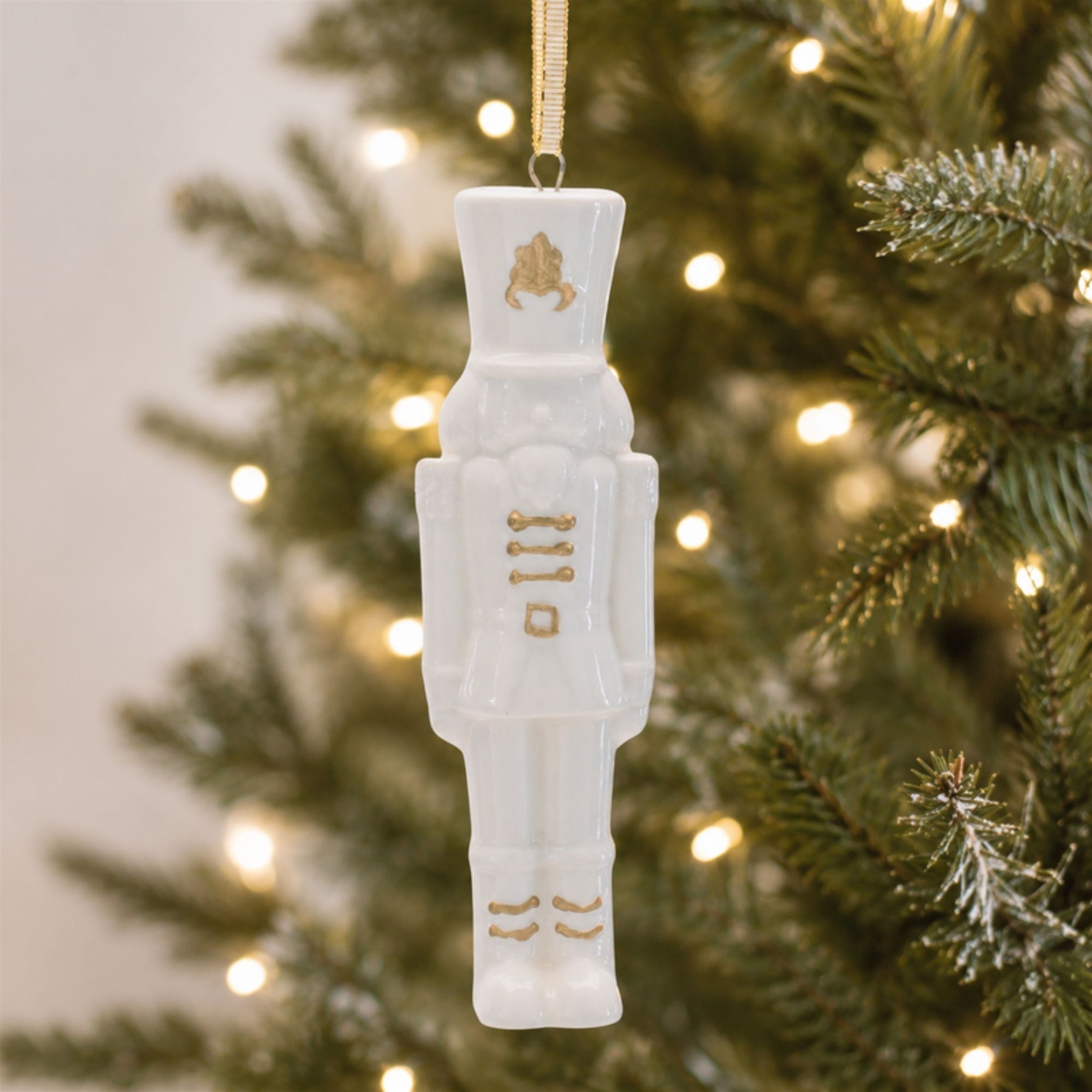 Porcelain Nutcracker Ornament with Gold Accents, Set of 12