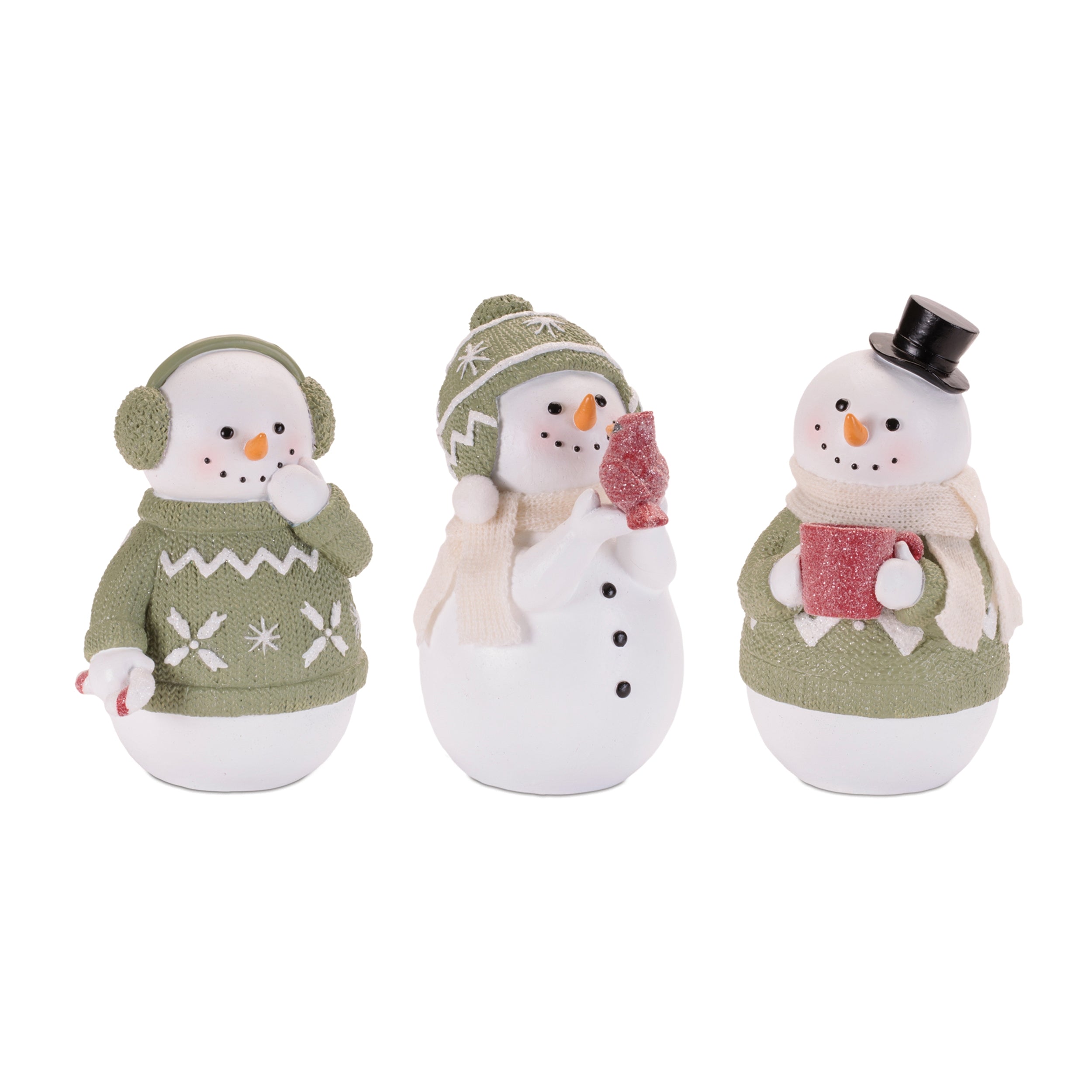 Snowman in Sweater with Glittered Accents, Set of 3