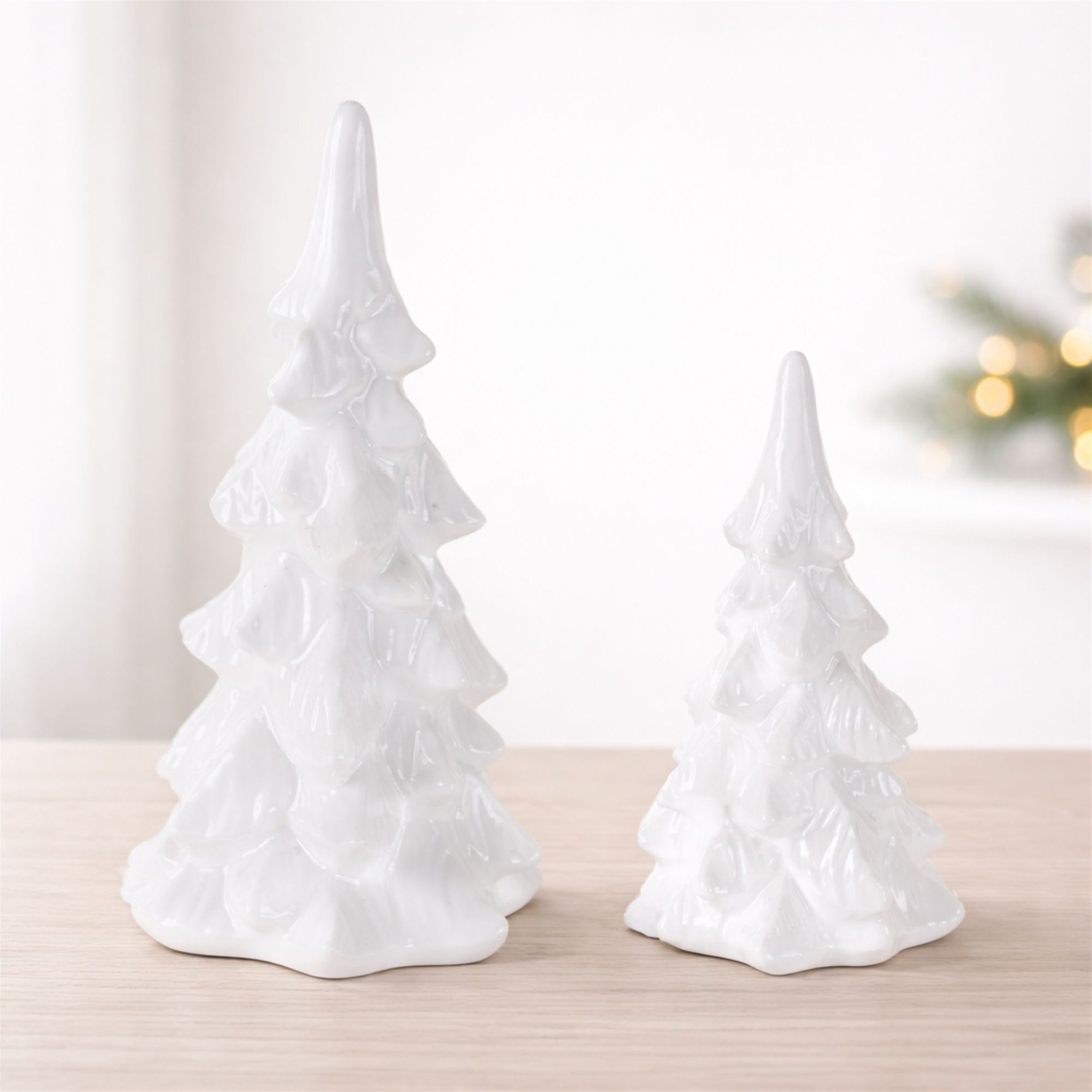 Glossy Ceramic Christmas Trees, Set of 2