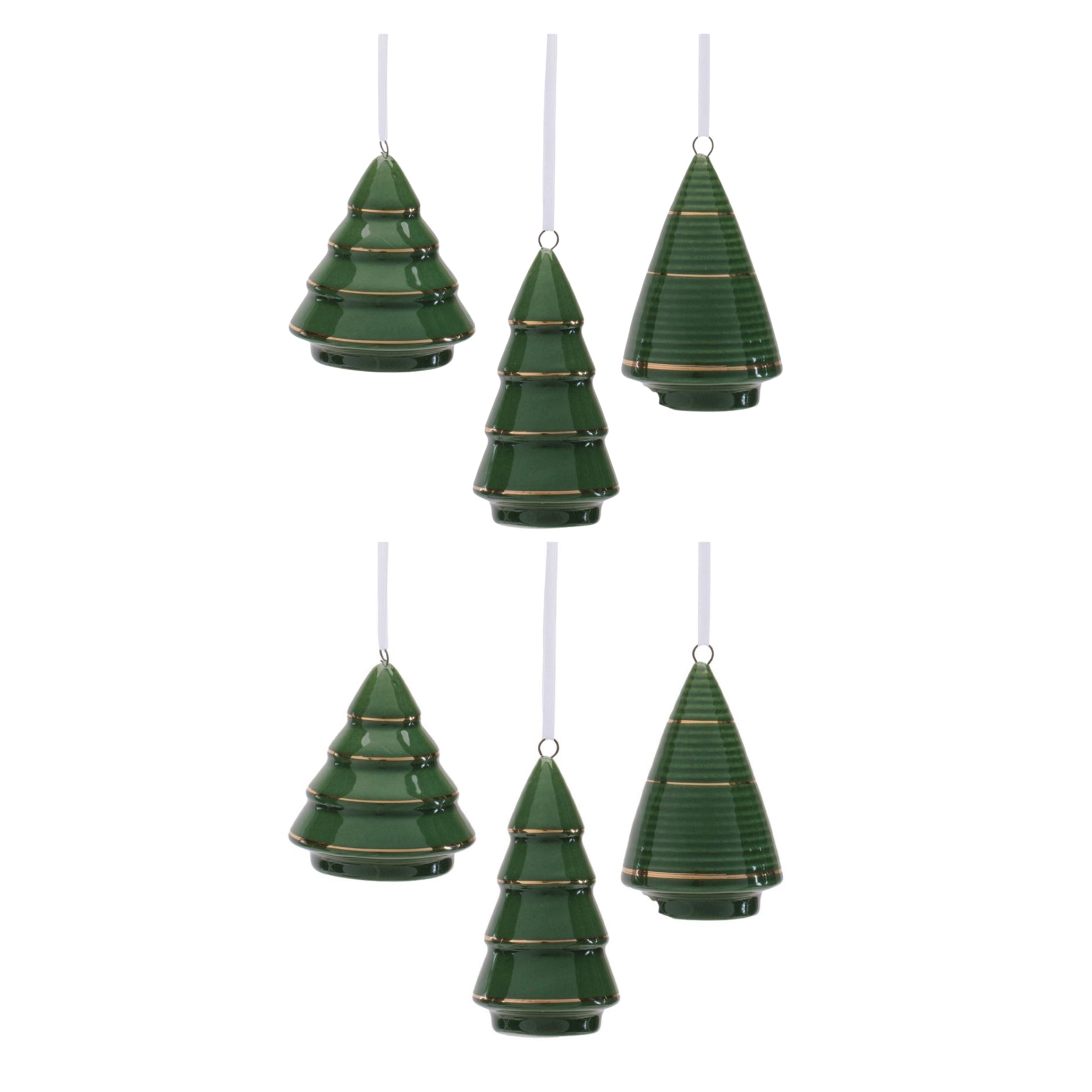 Ceramic Tree Ornament , Set of 6