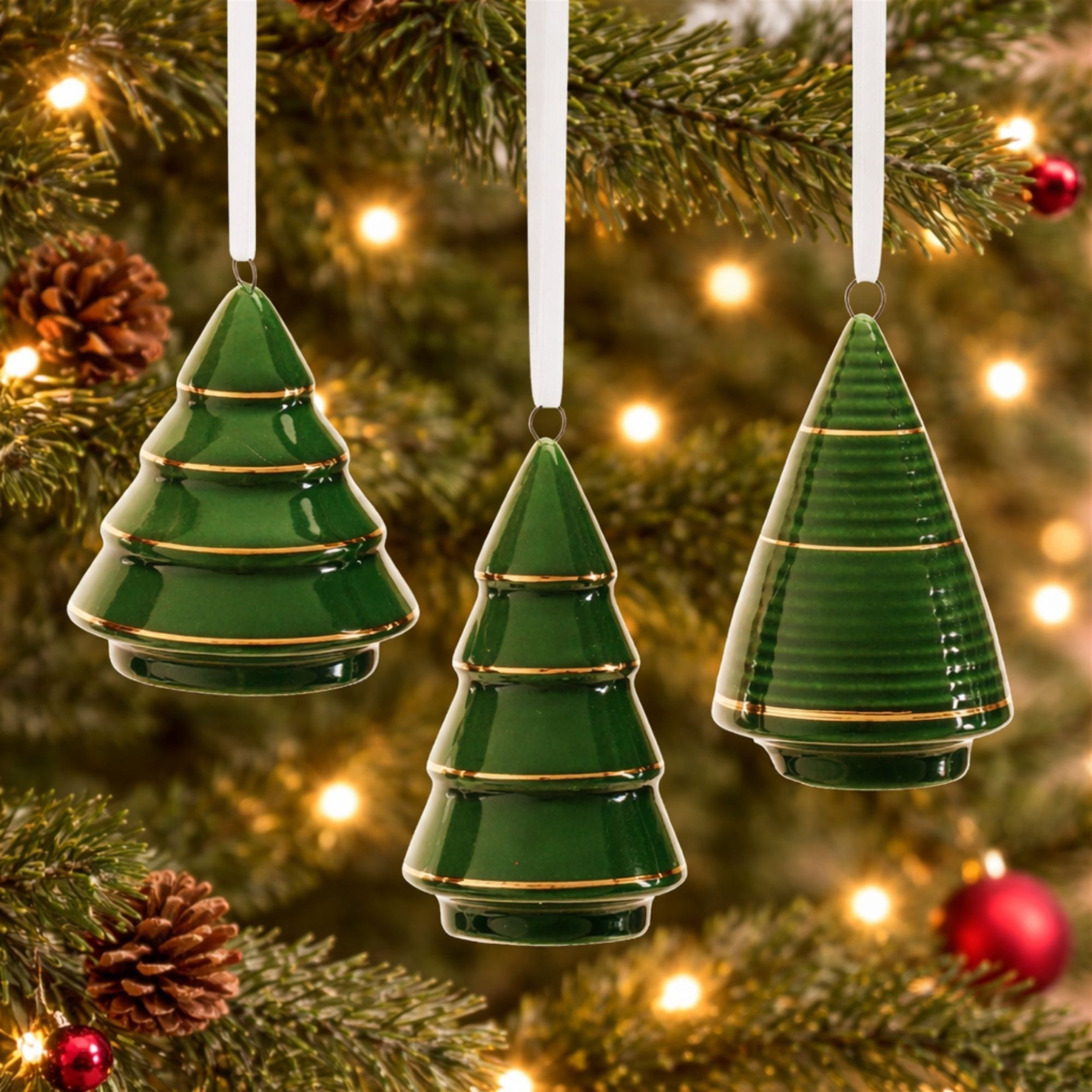 Ceramic Tree Ornament , Set of 6