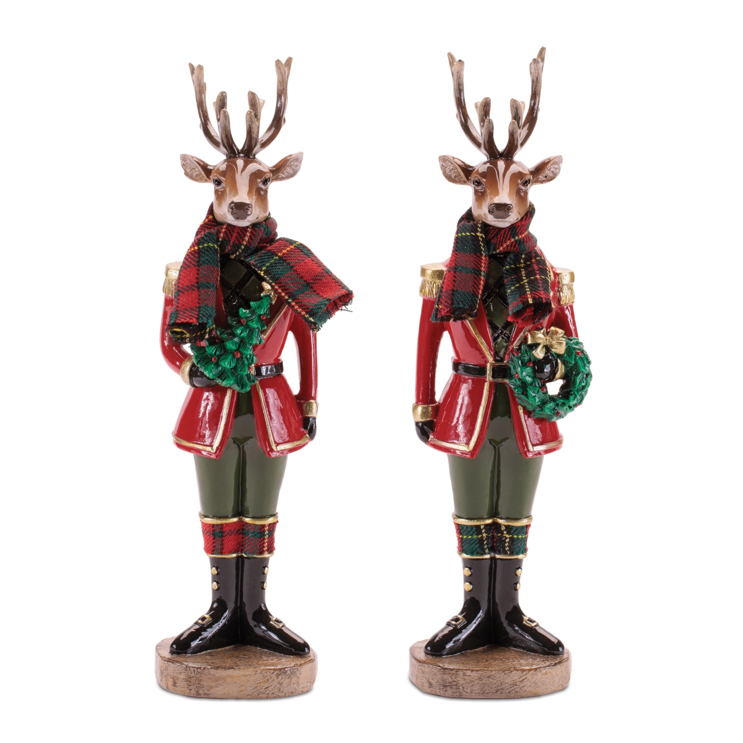 Plaid Deer Nutcracker Figurines, Set of 4