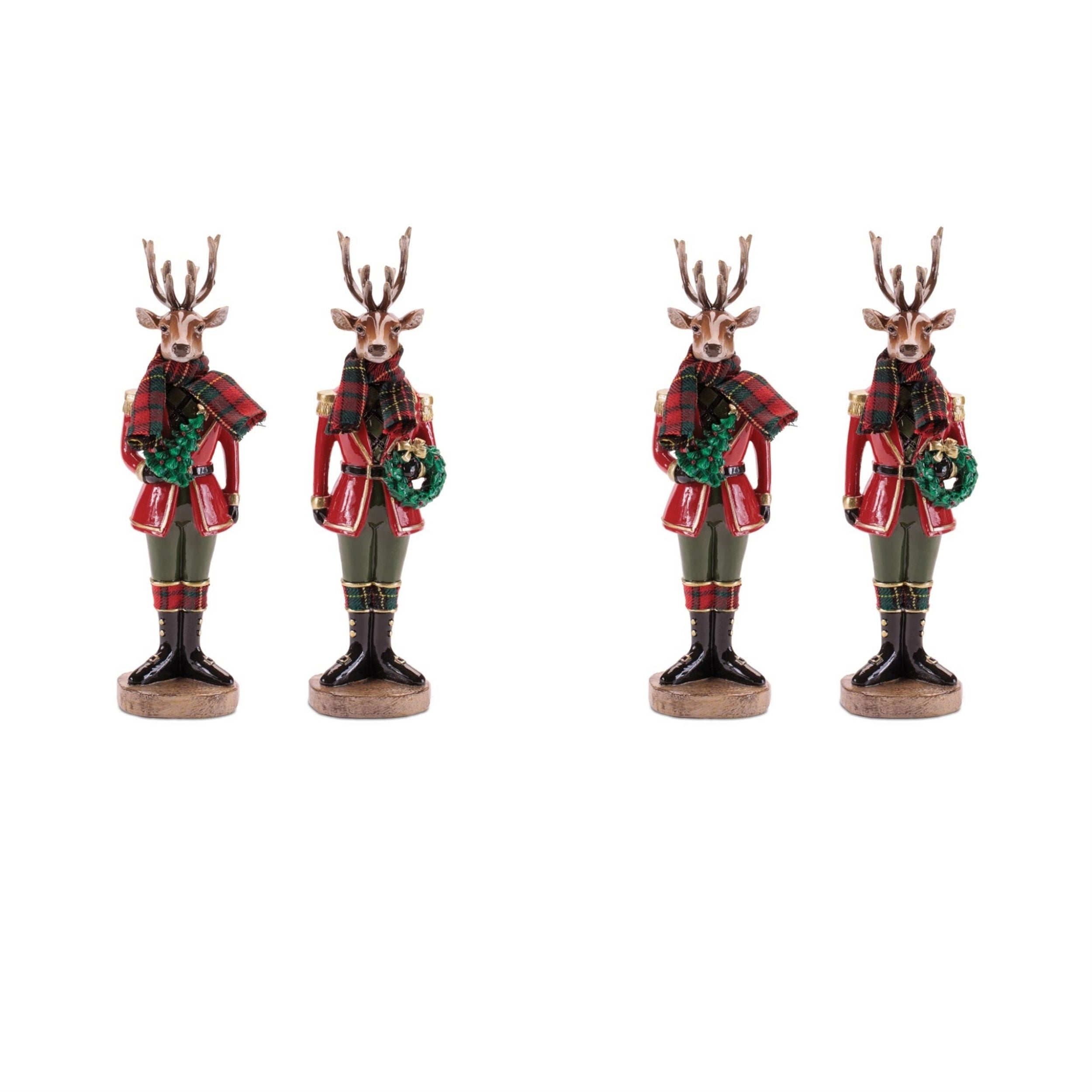 Plaid Deer Nutcracker Figurines, Set of 4