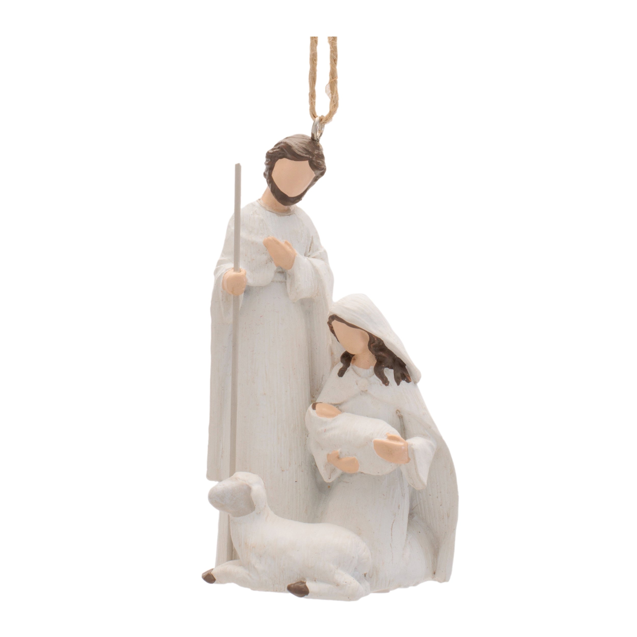 Holy Family Nativity Ornament with Lamb, Set of 6