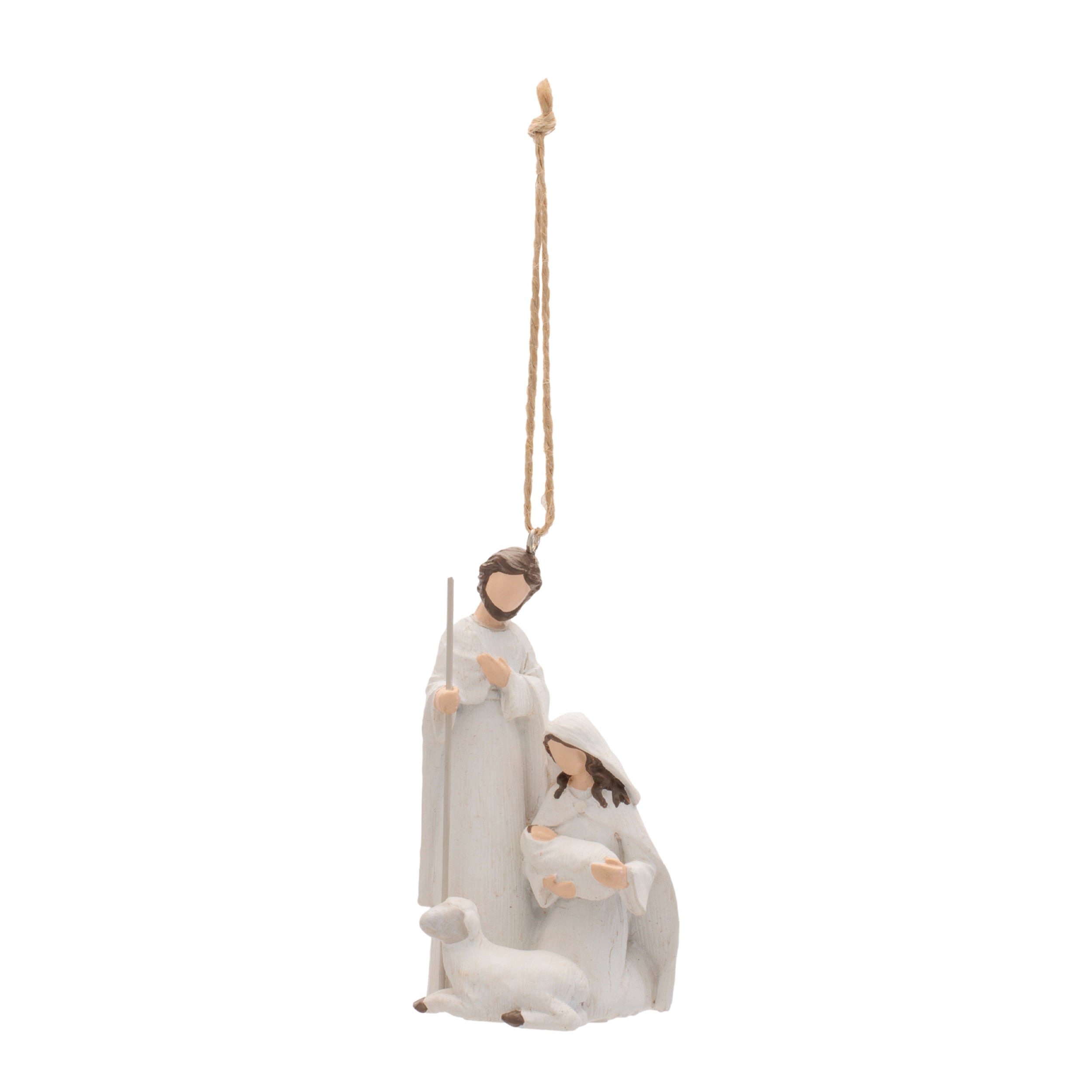 Holy Family Nativity Ornament with Lamb, Set of 6