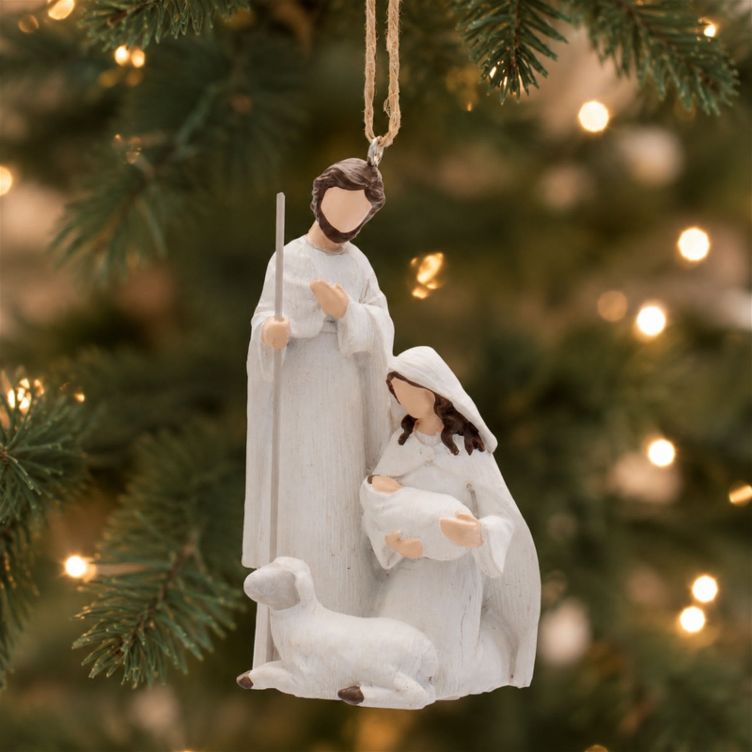 Holy Family Nativity Ornament with Lamb, Set of 6
