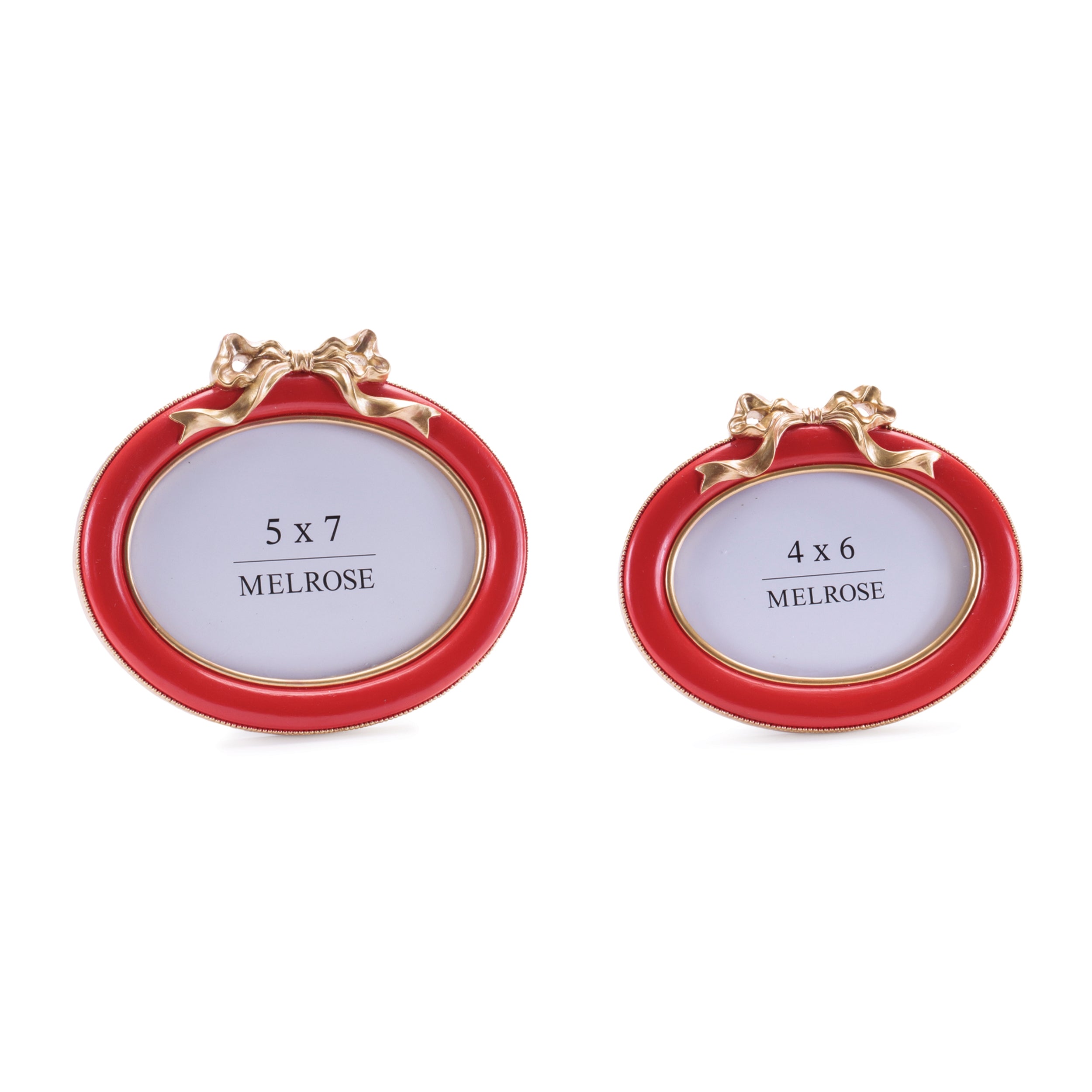 Red Oval Bow Photo Frames, Set of 2