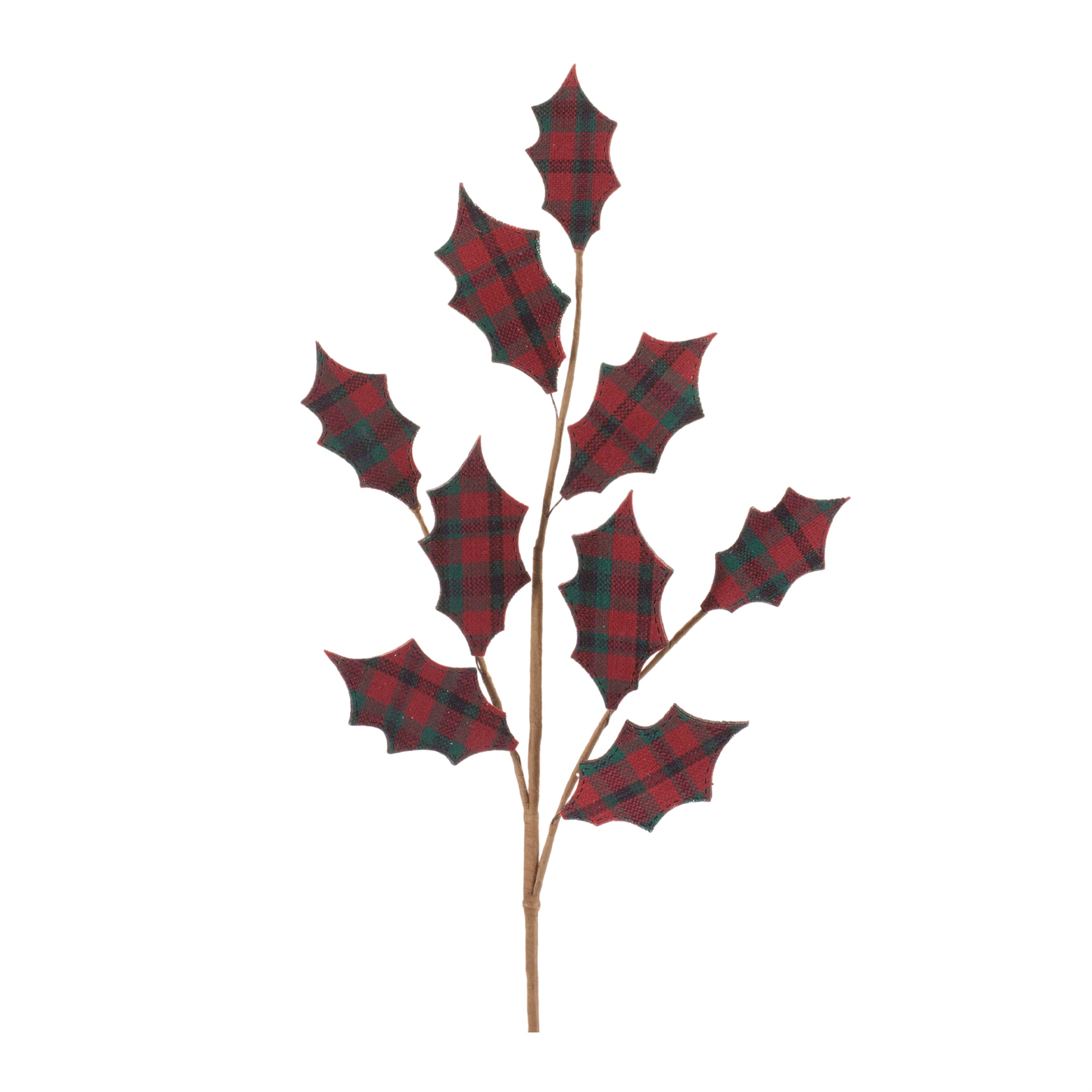 Plaid Holly Leaf Spray, Set of 4