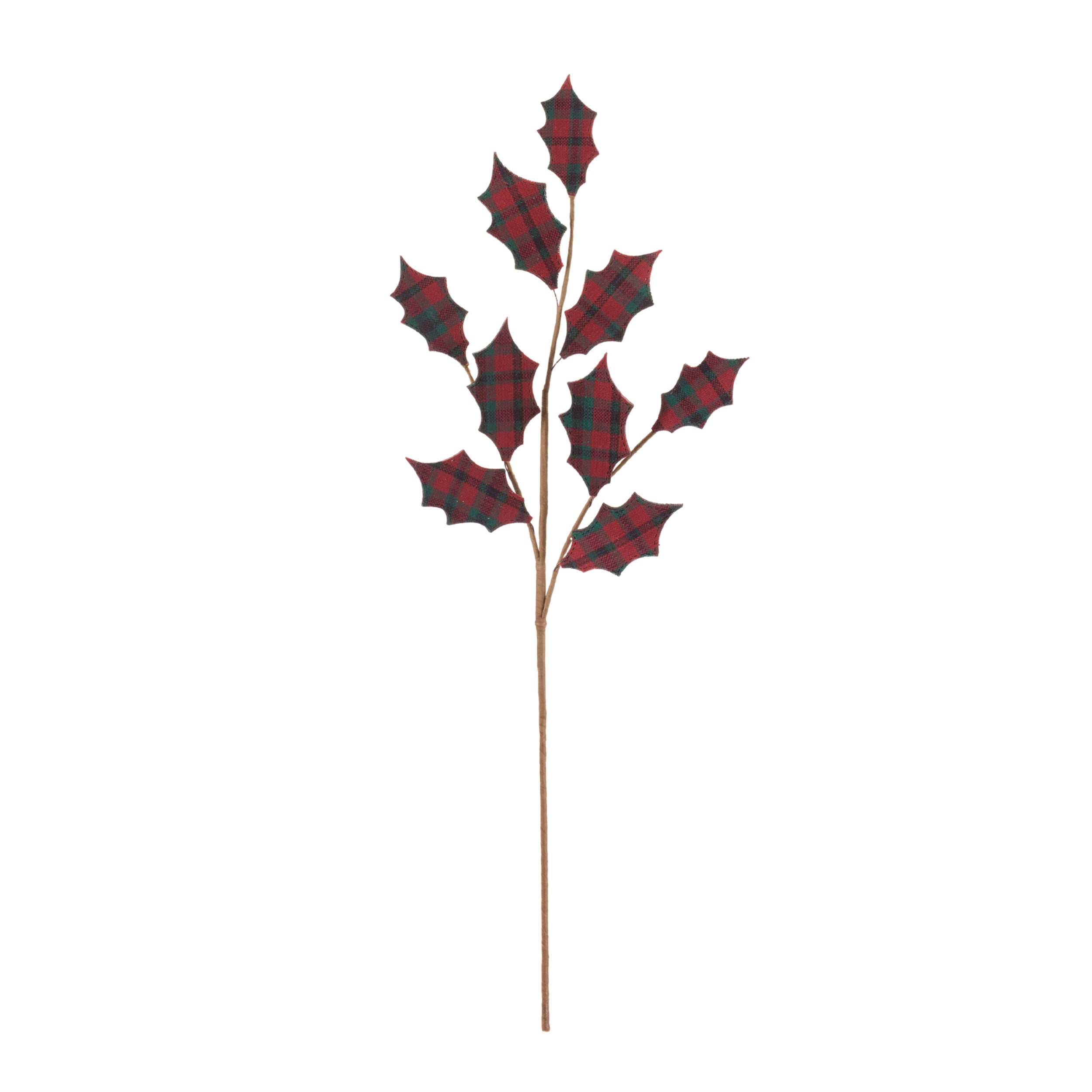 Plaid Holly Leaf Spray, Set of 4