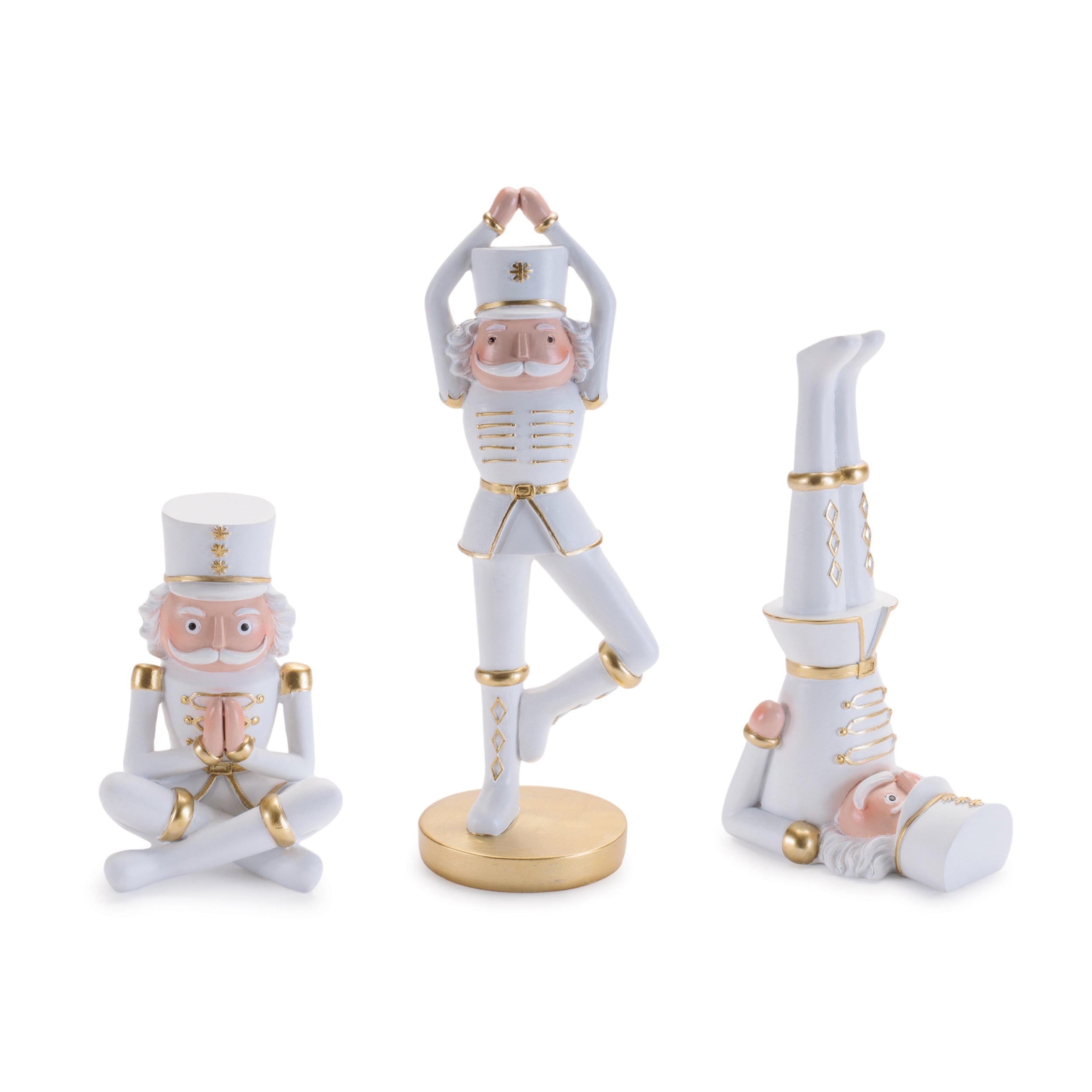 Yoga Nutcracker Soldier Figurines, Set of 3
