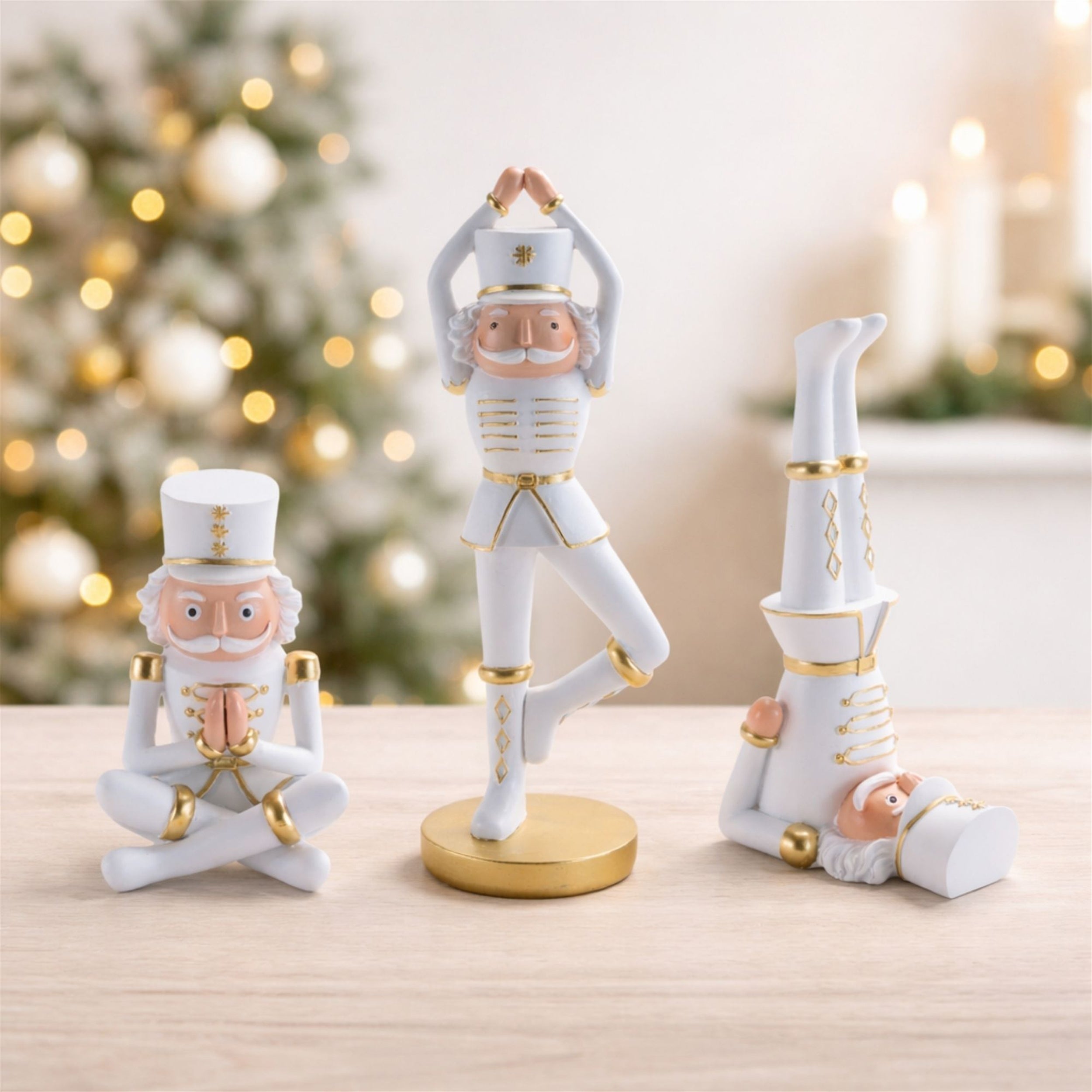 Yoga Nutcracker Soldier Figurines, Set of 3