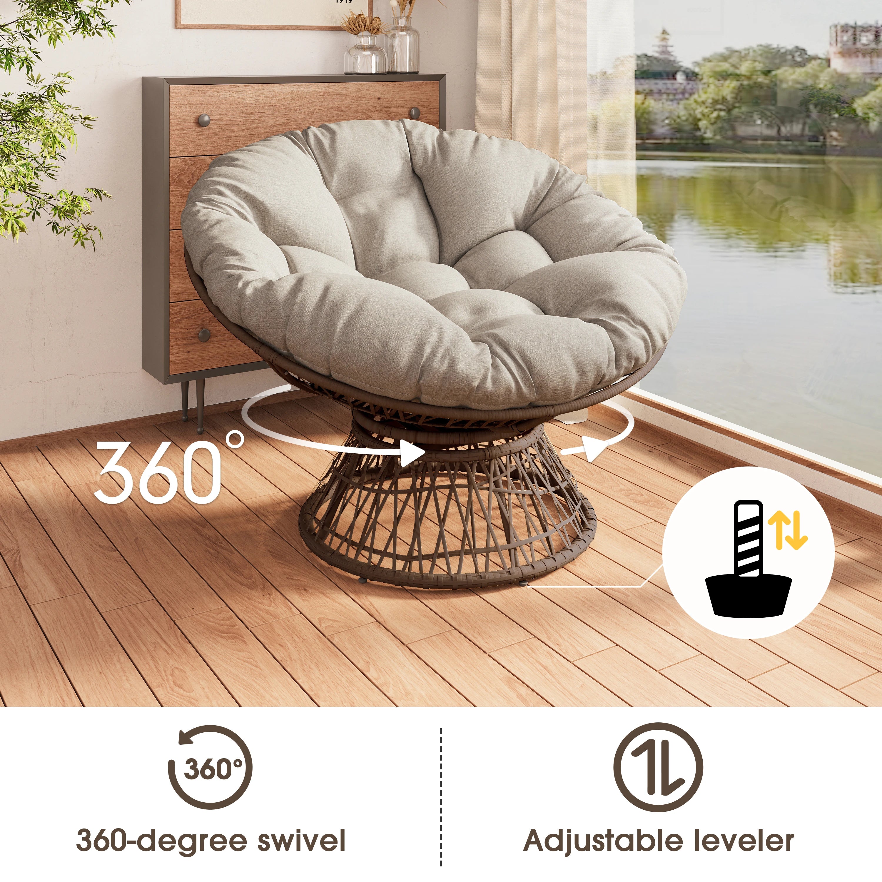 Papasan Wicker Chair with Fabric Cushion and 360 Degree Papasan Wicker Chair with Fabric Cushion and 360 Degree