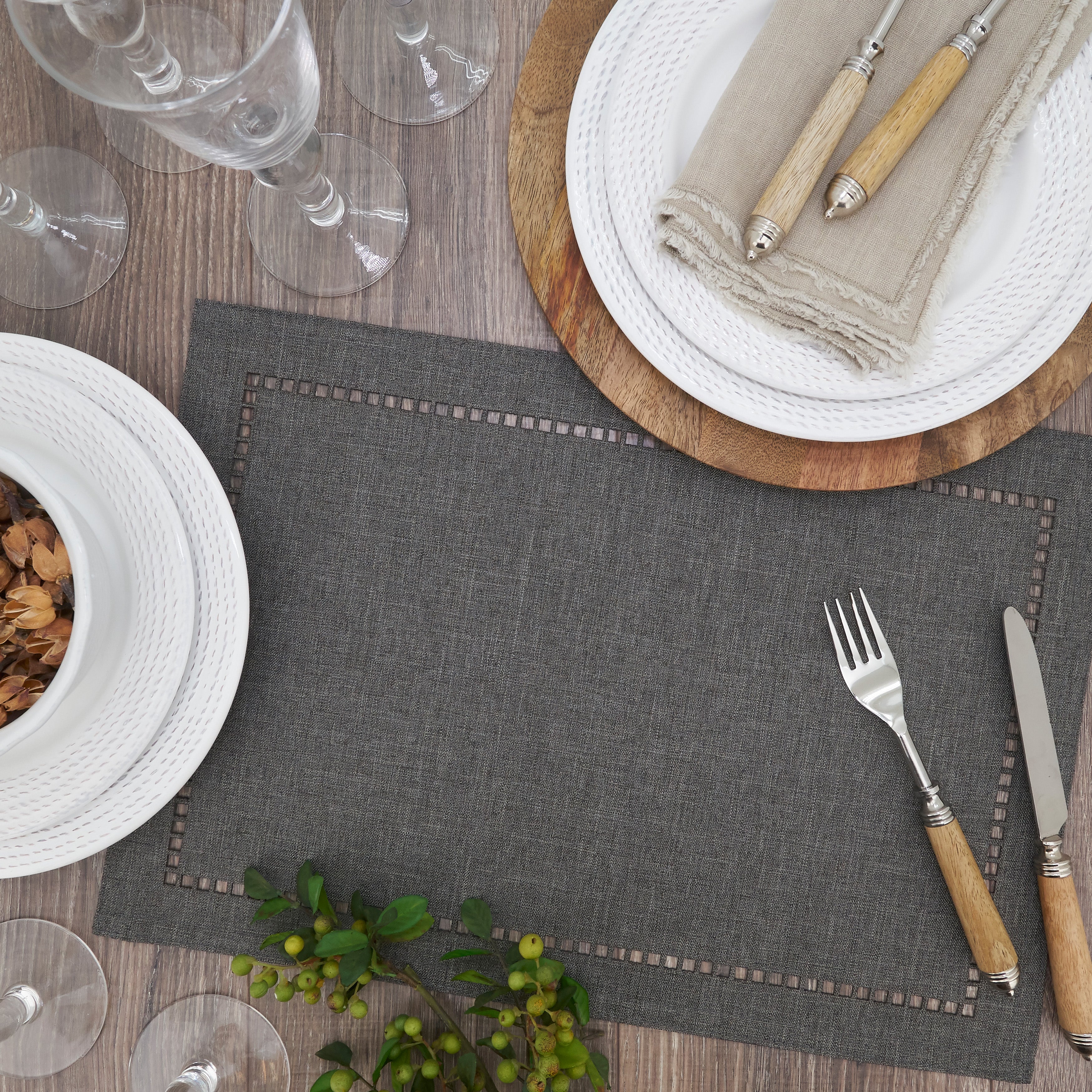 Laser-Cut Hemstitch Placemat, Set of 4