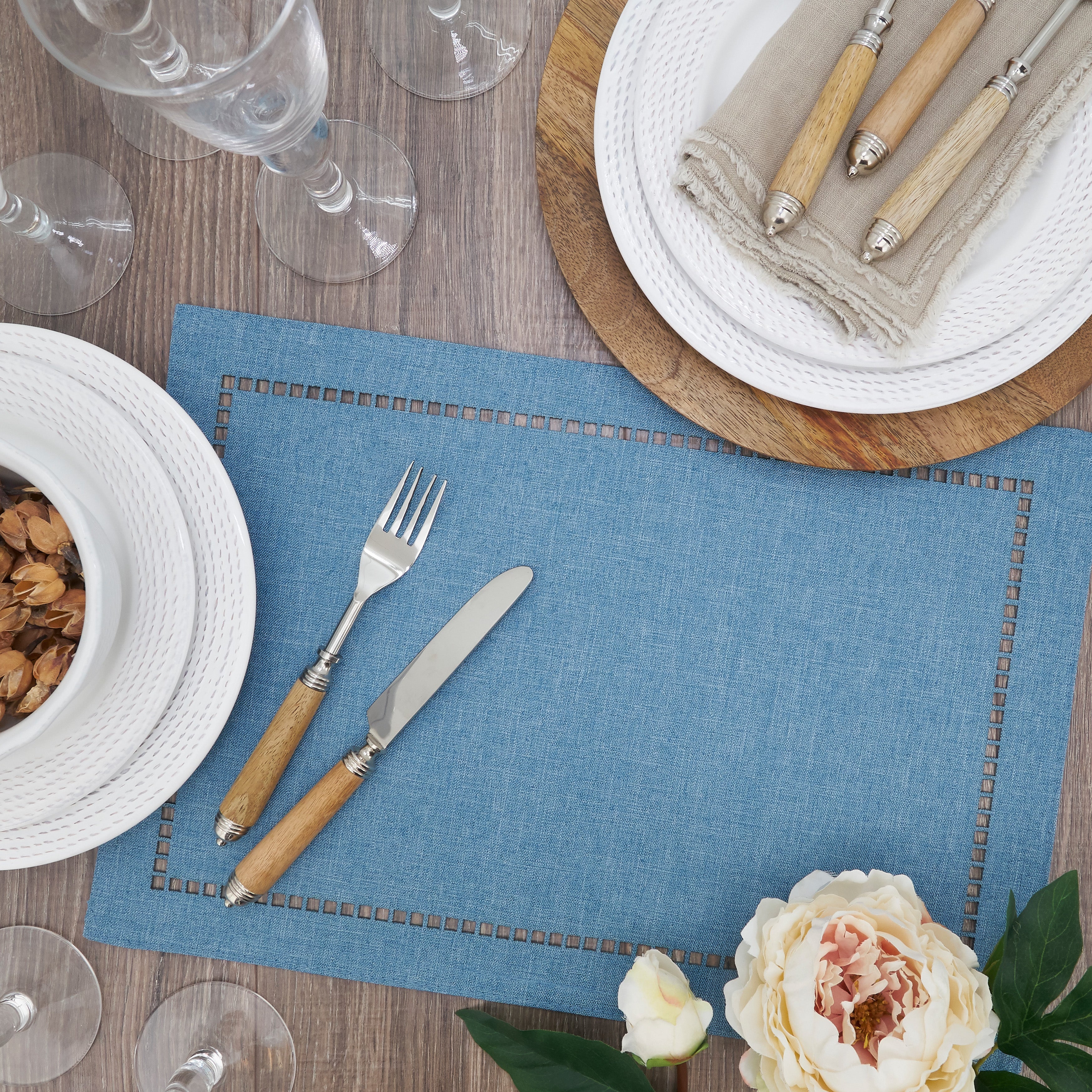 Laser-Cut Hemstitch Placemat, Set of 4