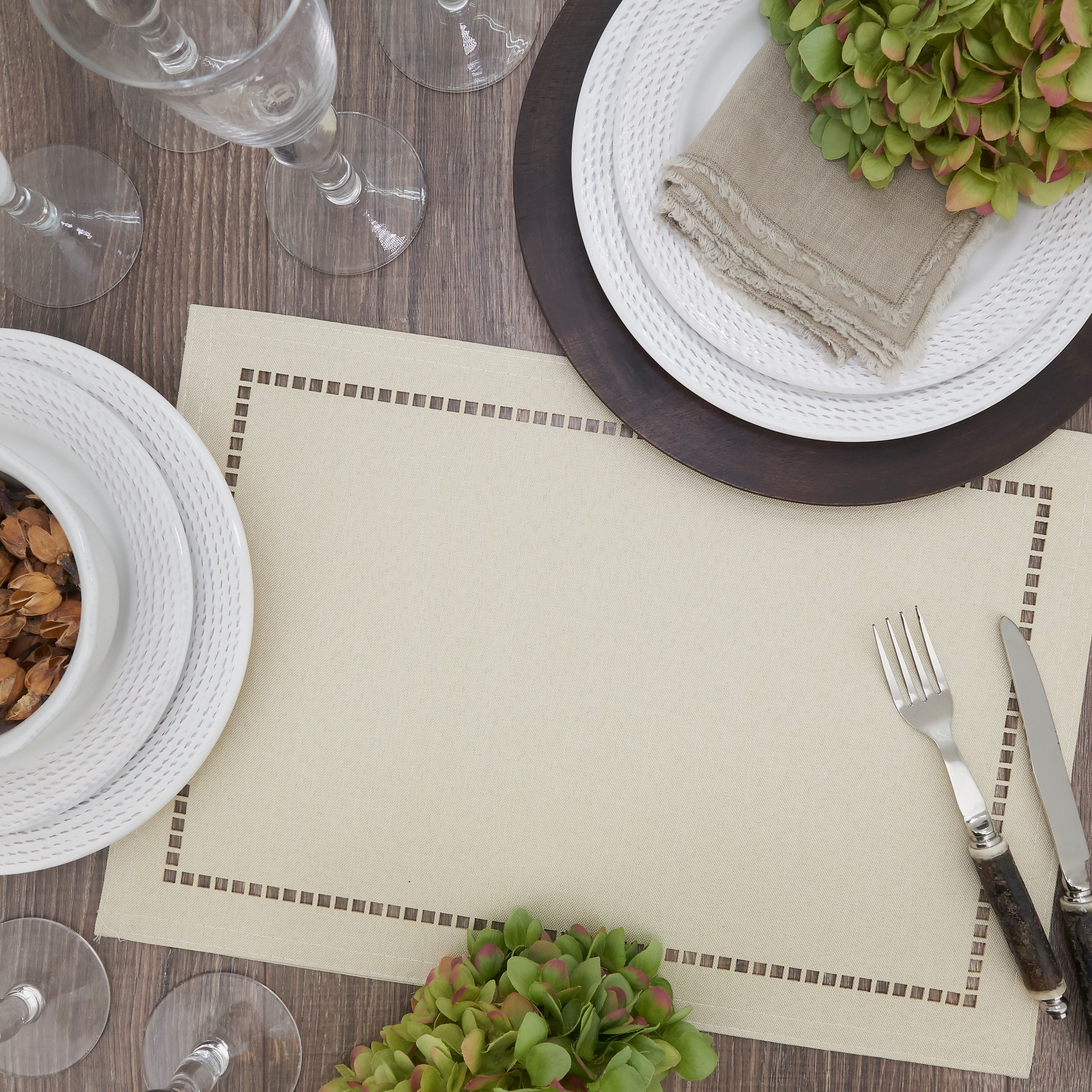 Laser-Cut Hemstitch Placemat, Set of 4