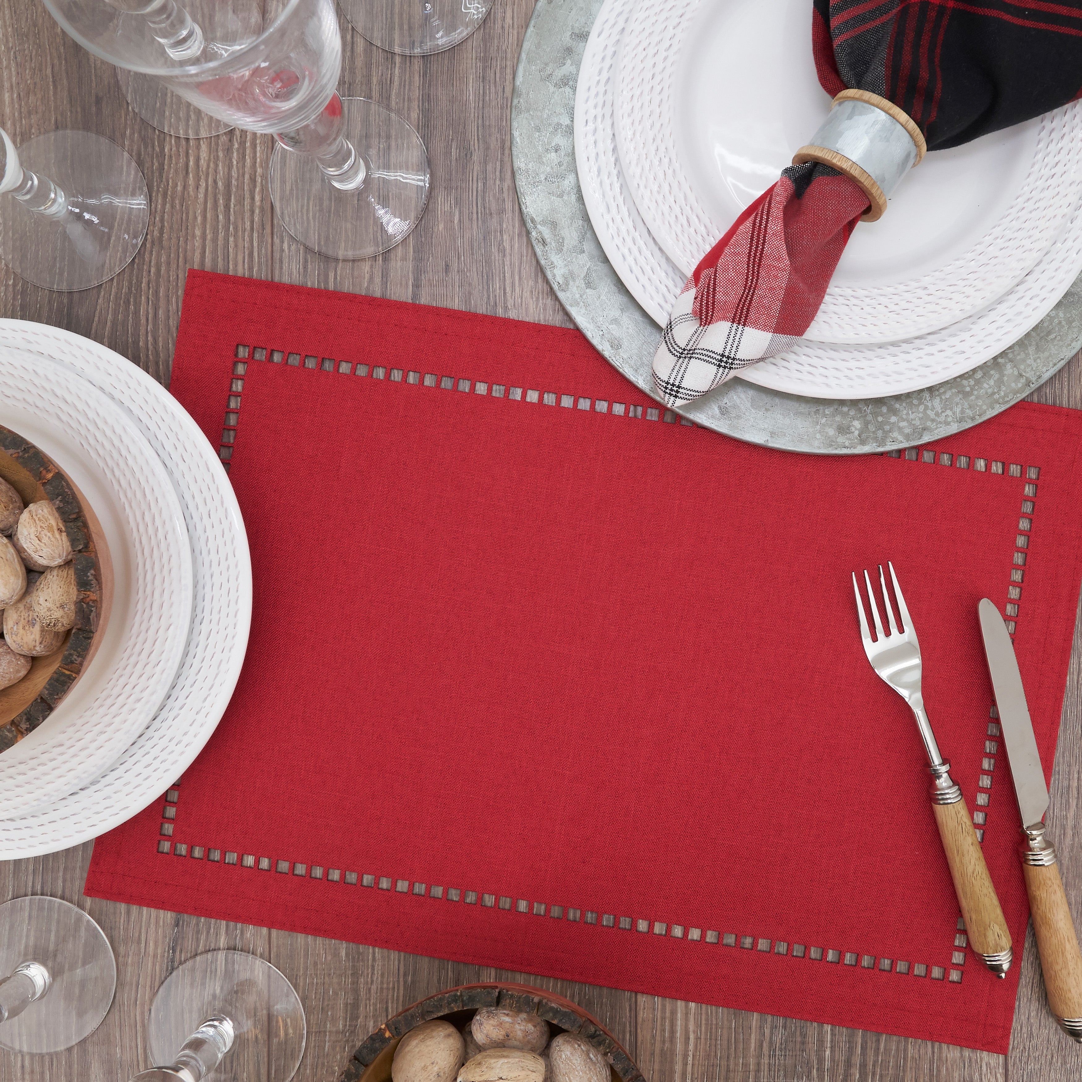 Laser-Cut Hemstitch Placemat, Set of 4