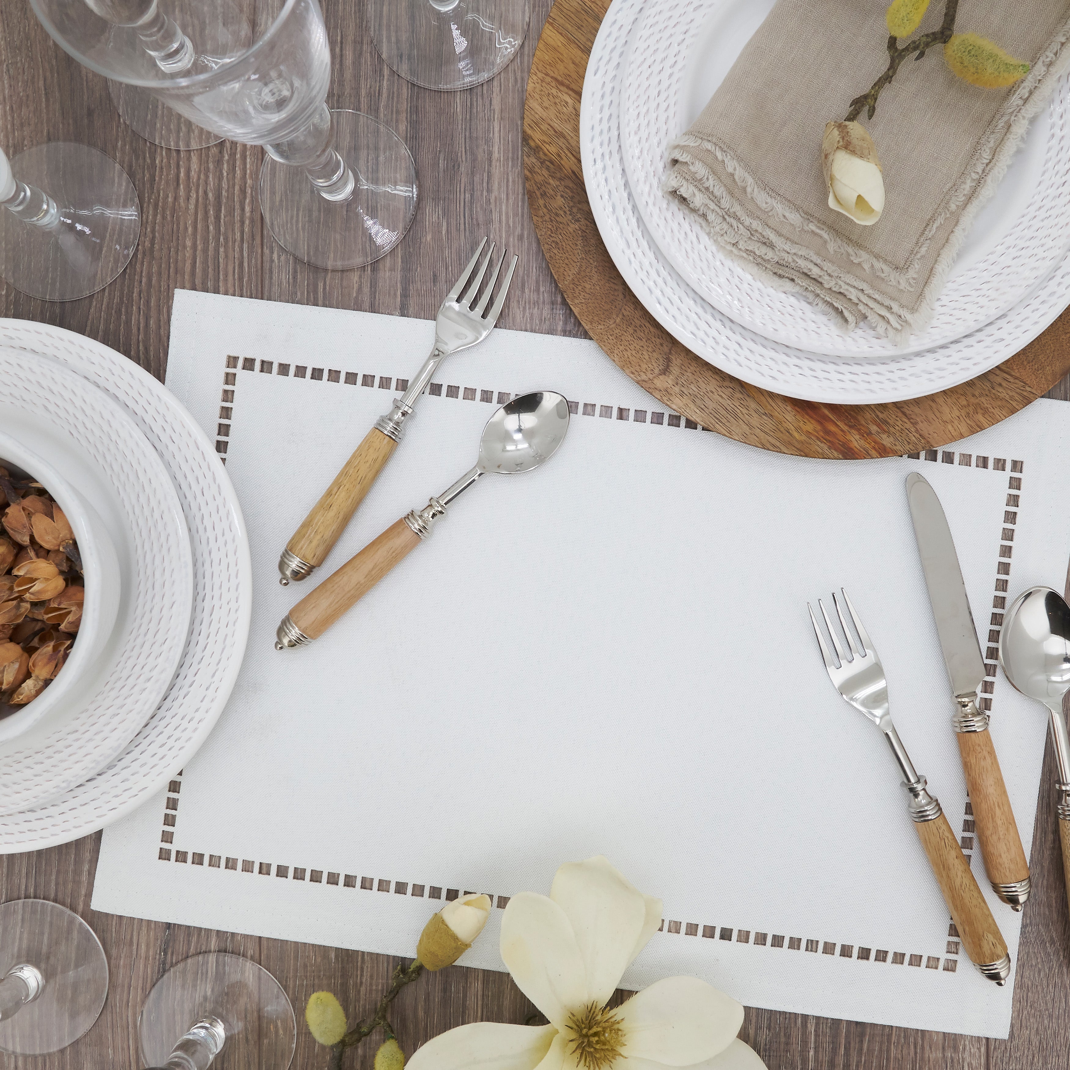 Laser-Cut Hemstitch Placemat, Set of 4