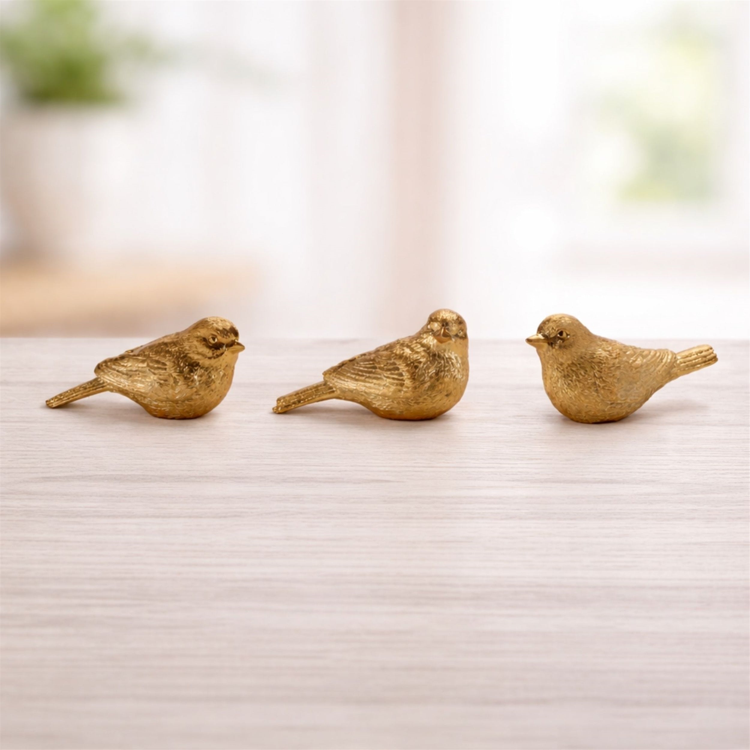 Metallic Bird Figurine, Set of 6