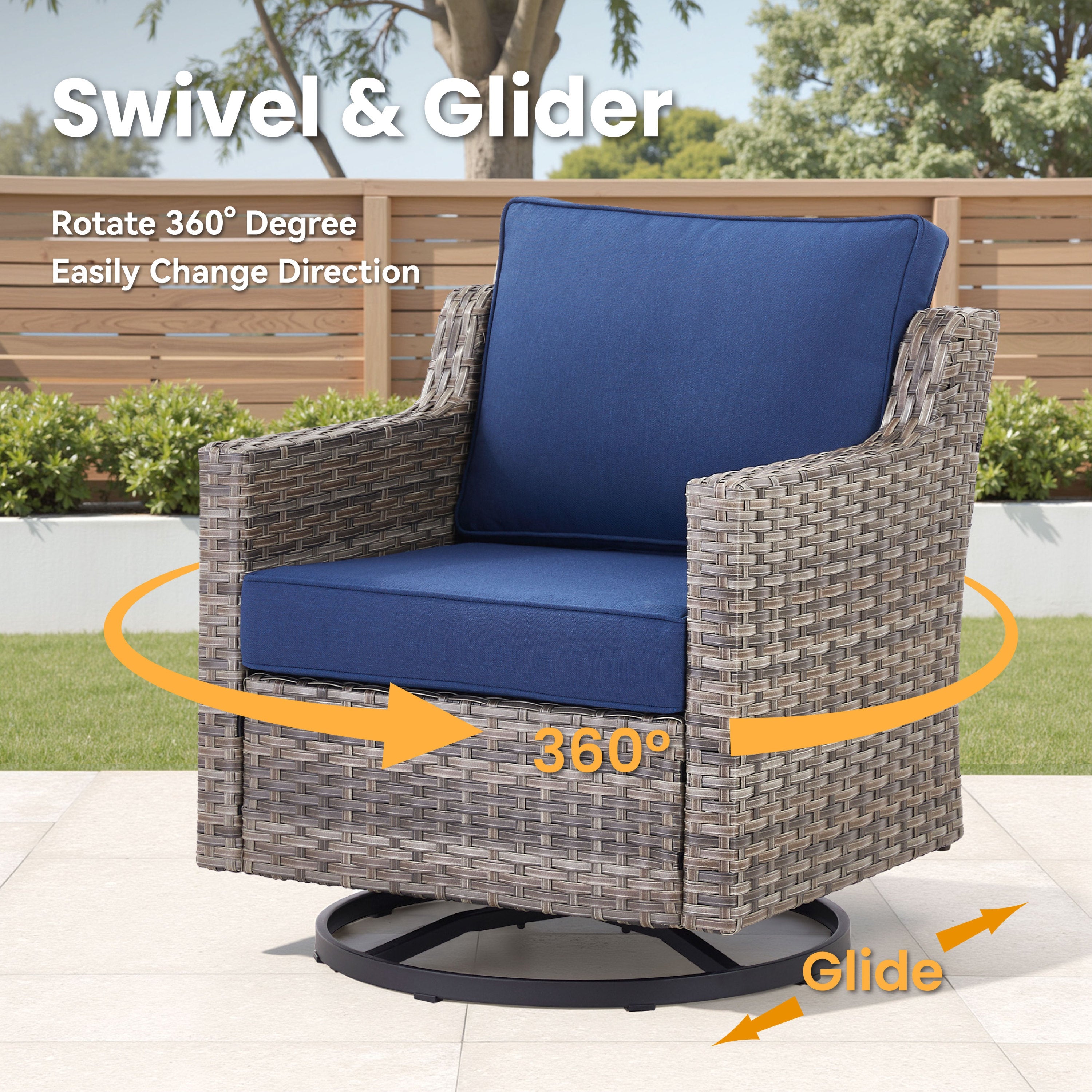 Tatum 3 Piece Outdoor Set with Swivel Rockers