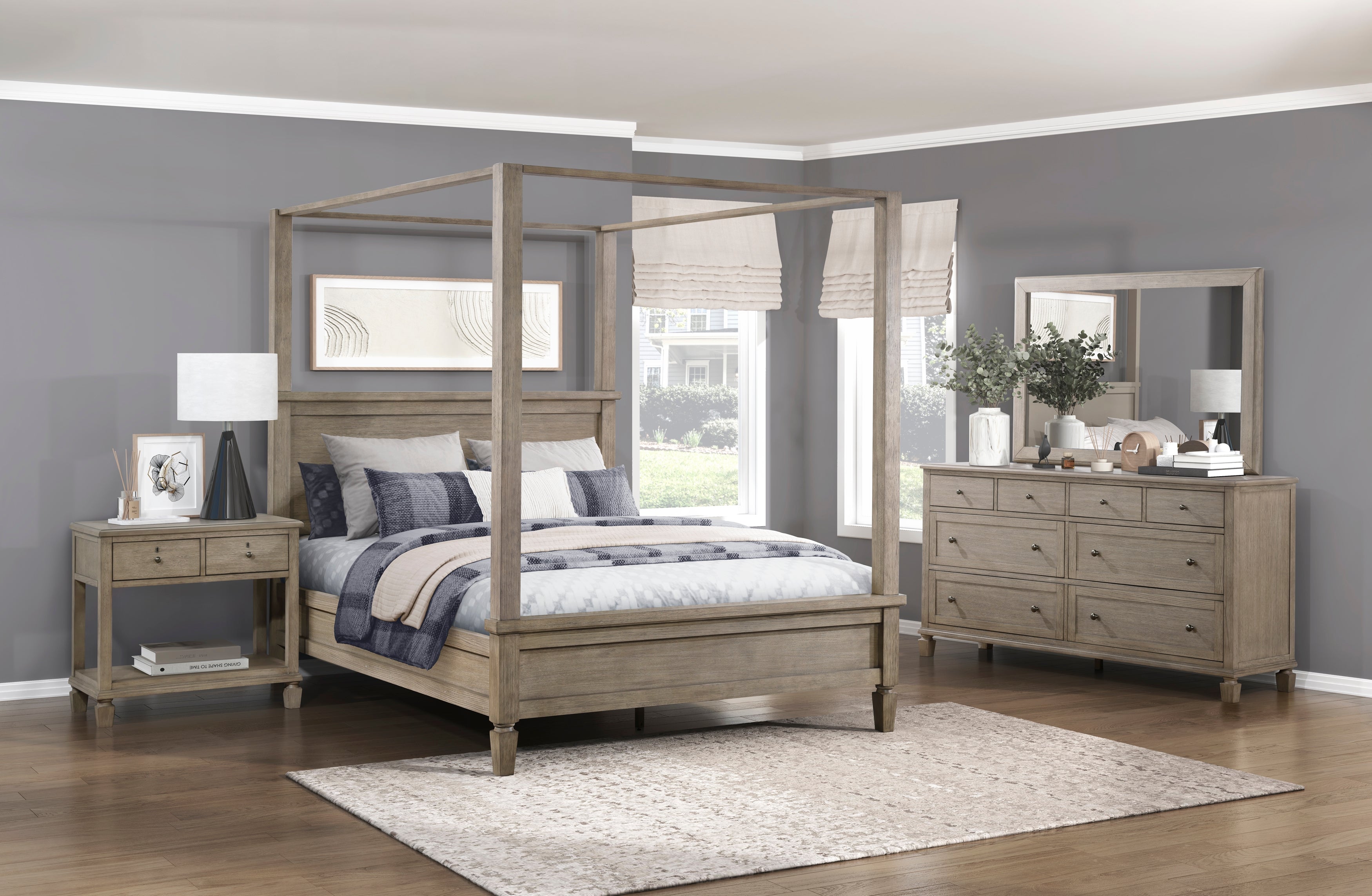 2-Drawer Nightstand with Open Bottom Shelf