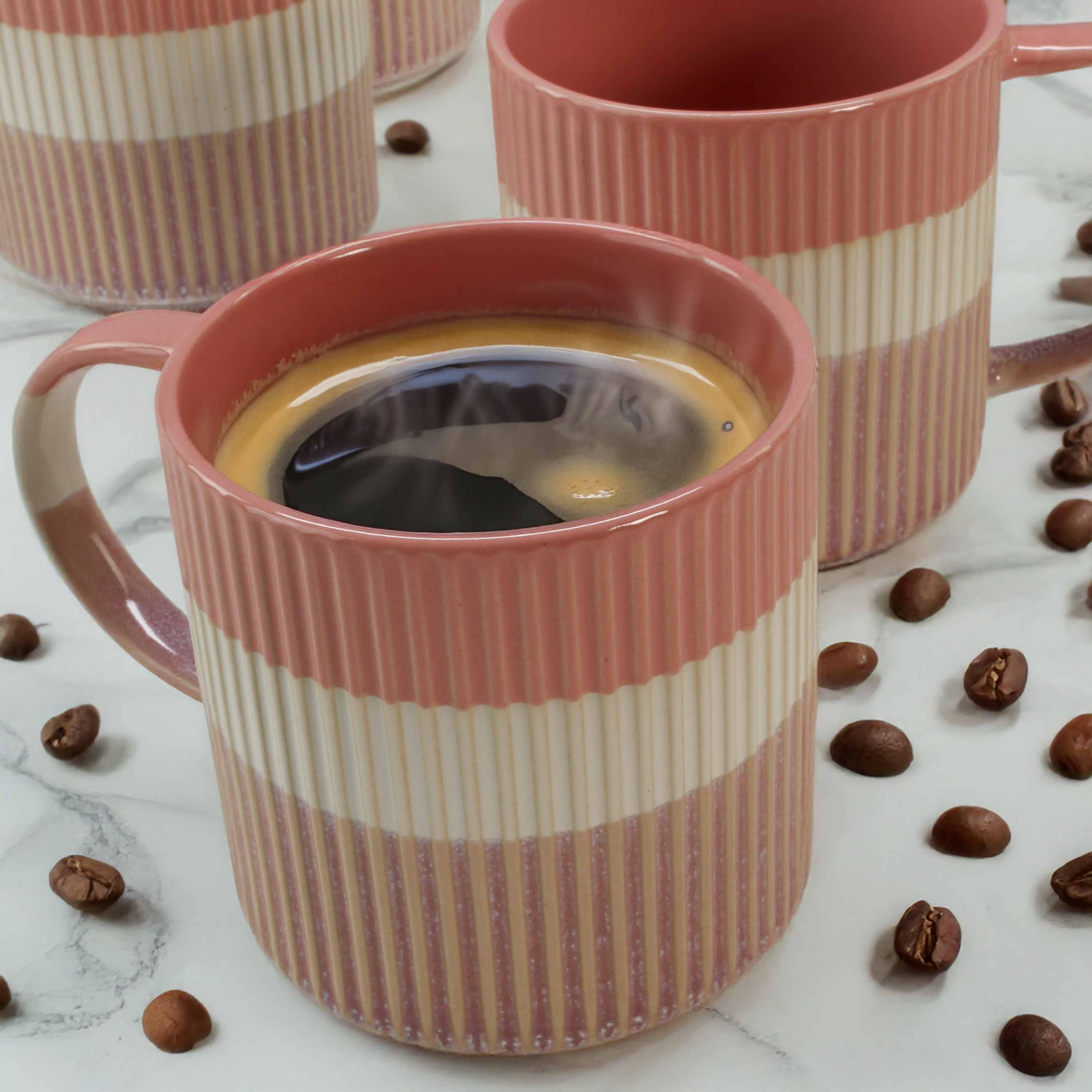 Tri-Color Mugs 14.5 oz, Set of 8