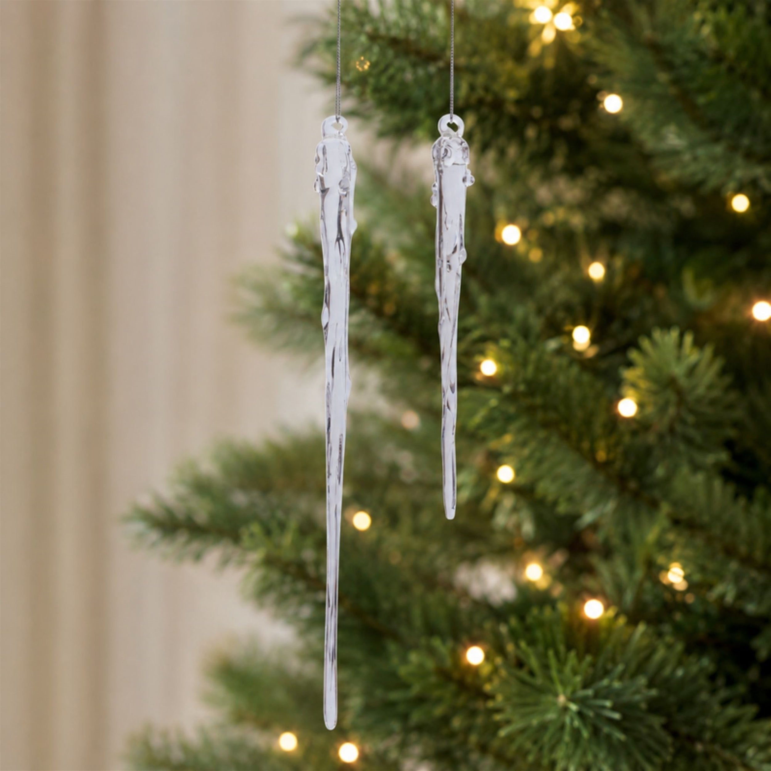 Glass Dripping Icicle Ornament, Set of 6