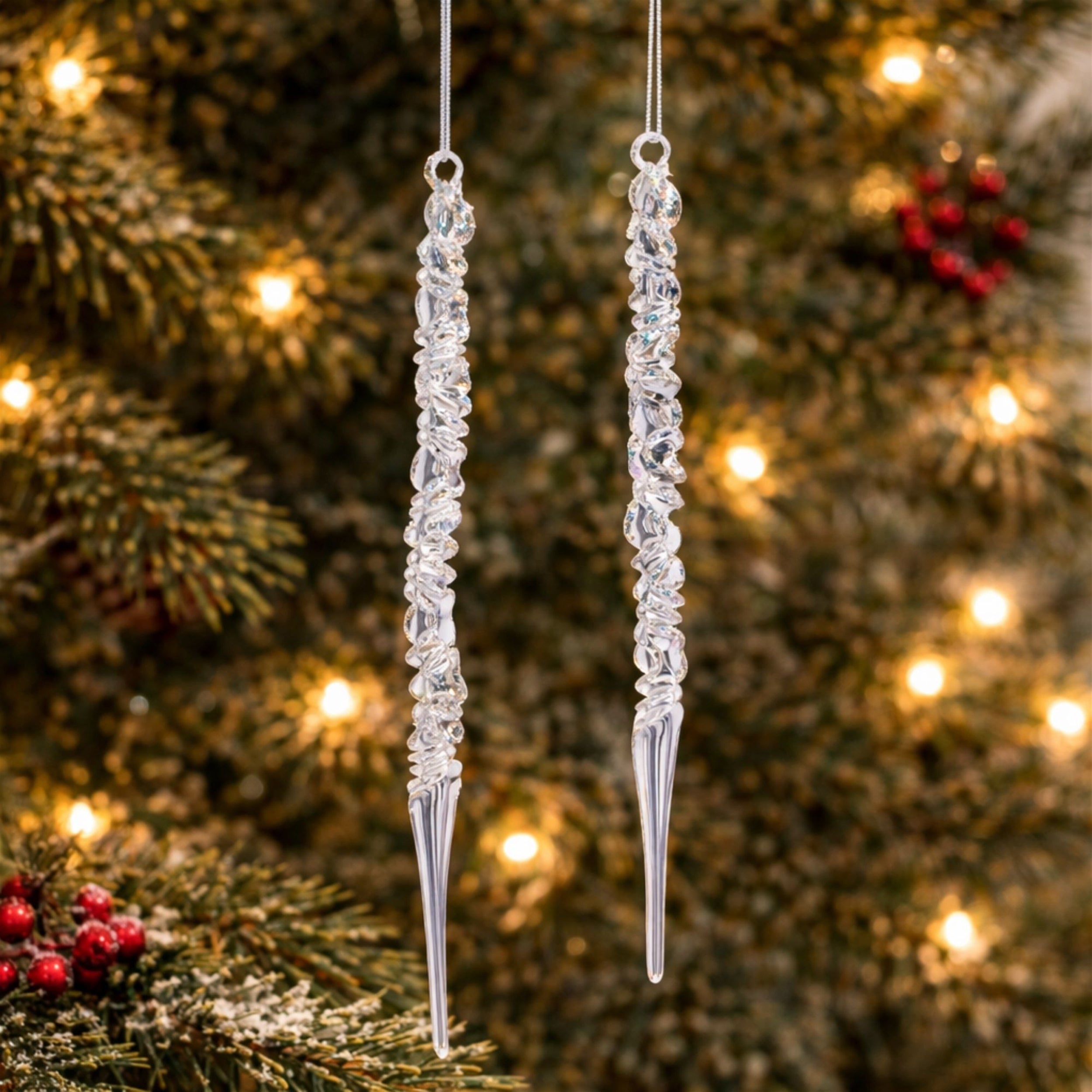 Glass Icicle Ornament , Set of 6