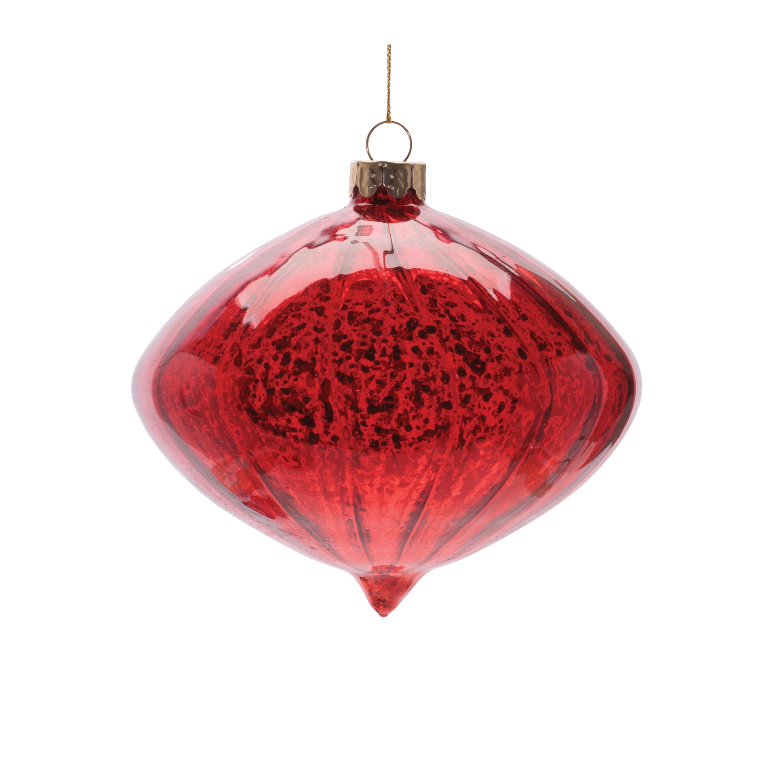 Ribbed Mercury Glass Onion and Finial Ornament, Set of 4