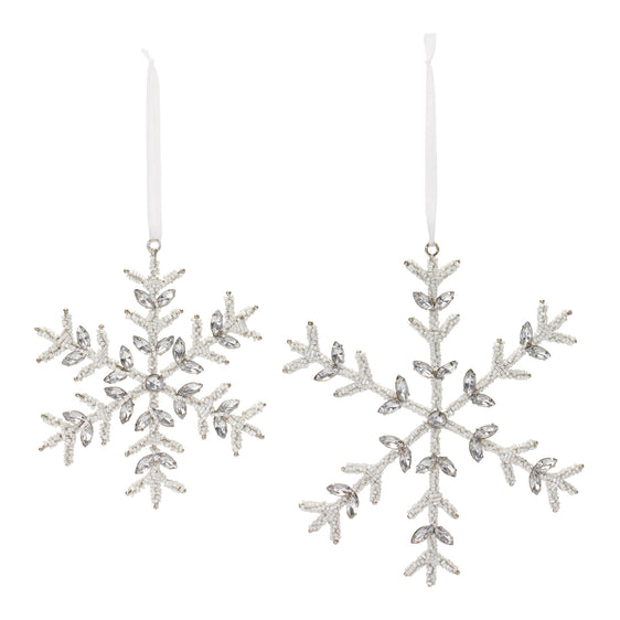 Jeweled Metal Snowflake Ornament, Set of 12