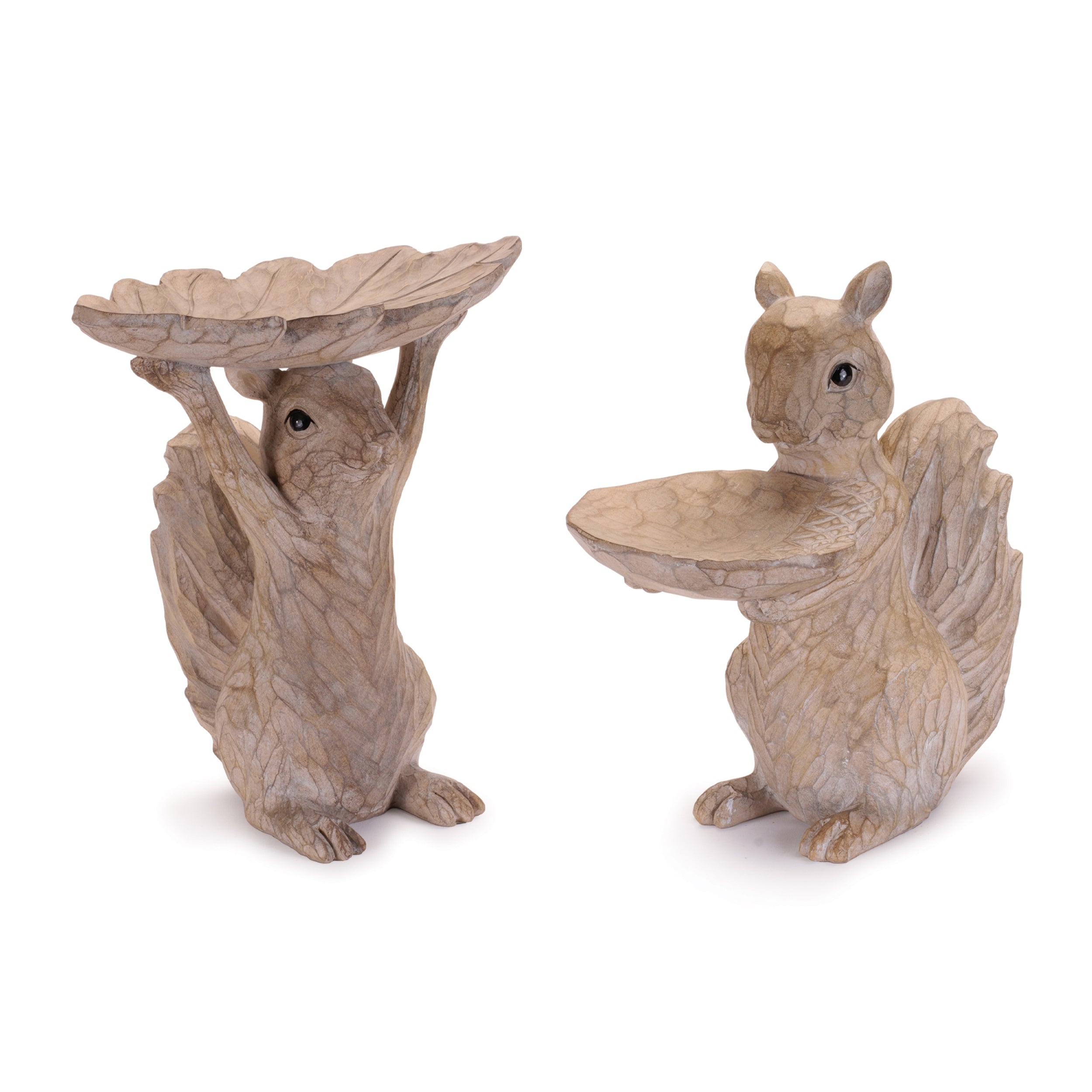 Woodland Squirrel Resin Bird Feeder Set, Set of 2