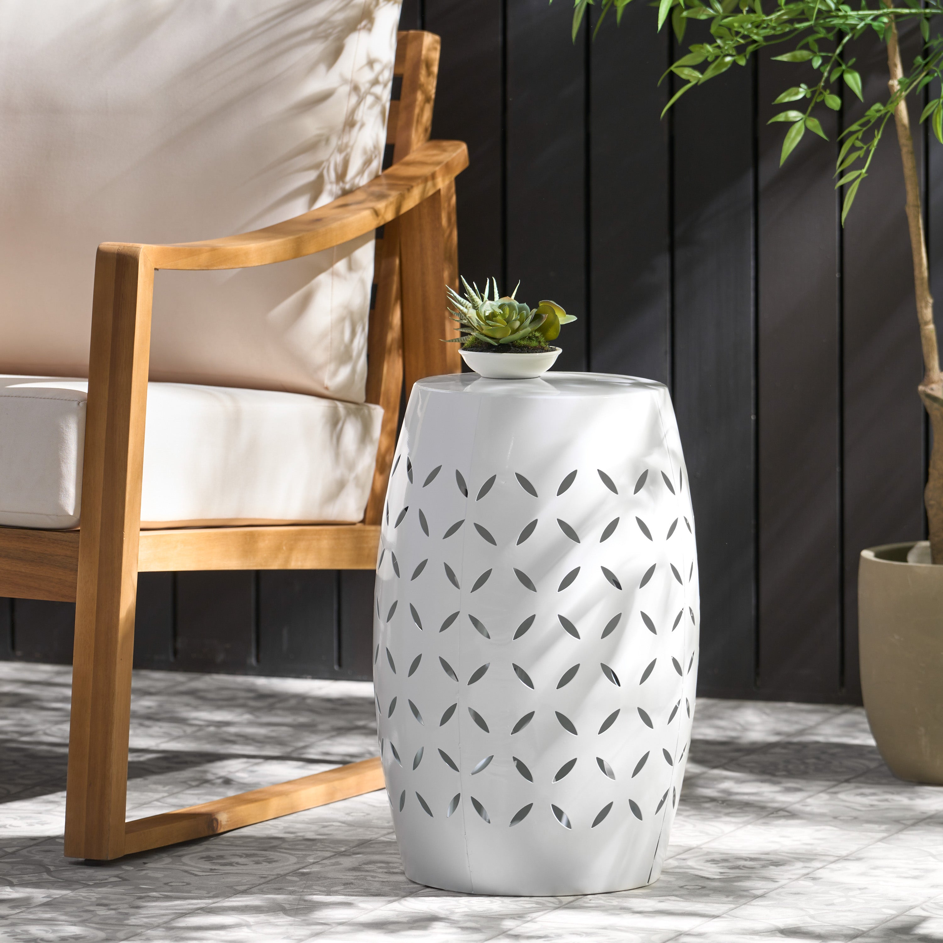 Lilac Outdoor Metal Cutout Accent Table