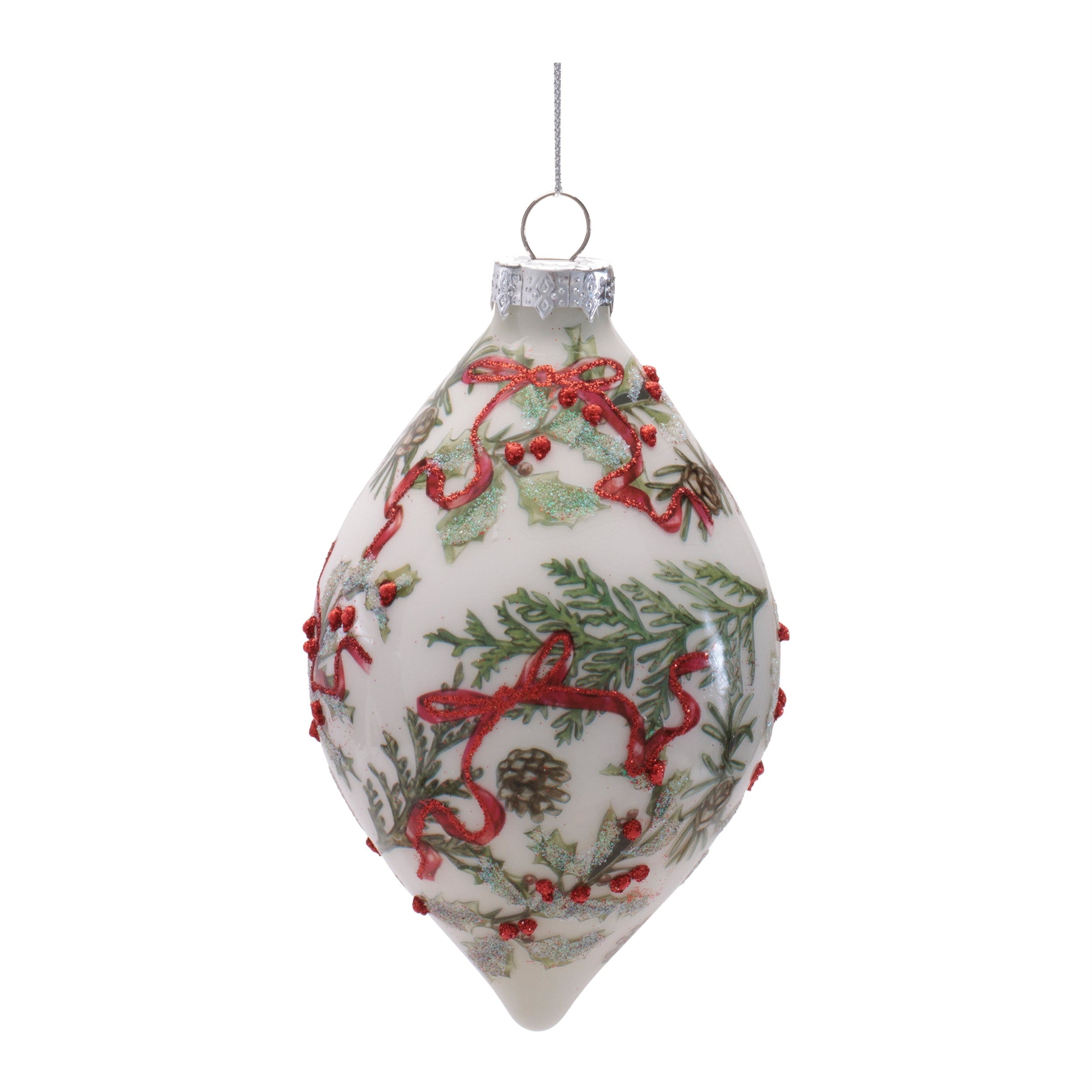Holiday Botanical Glass Ornament, Set of 6