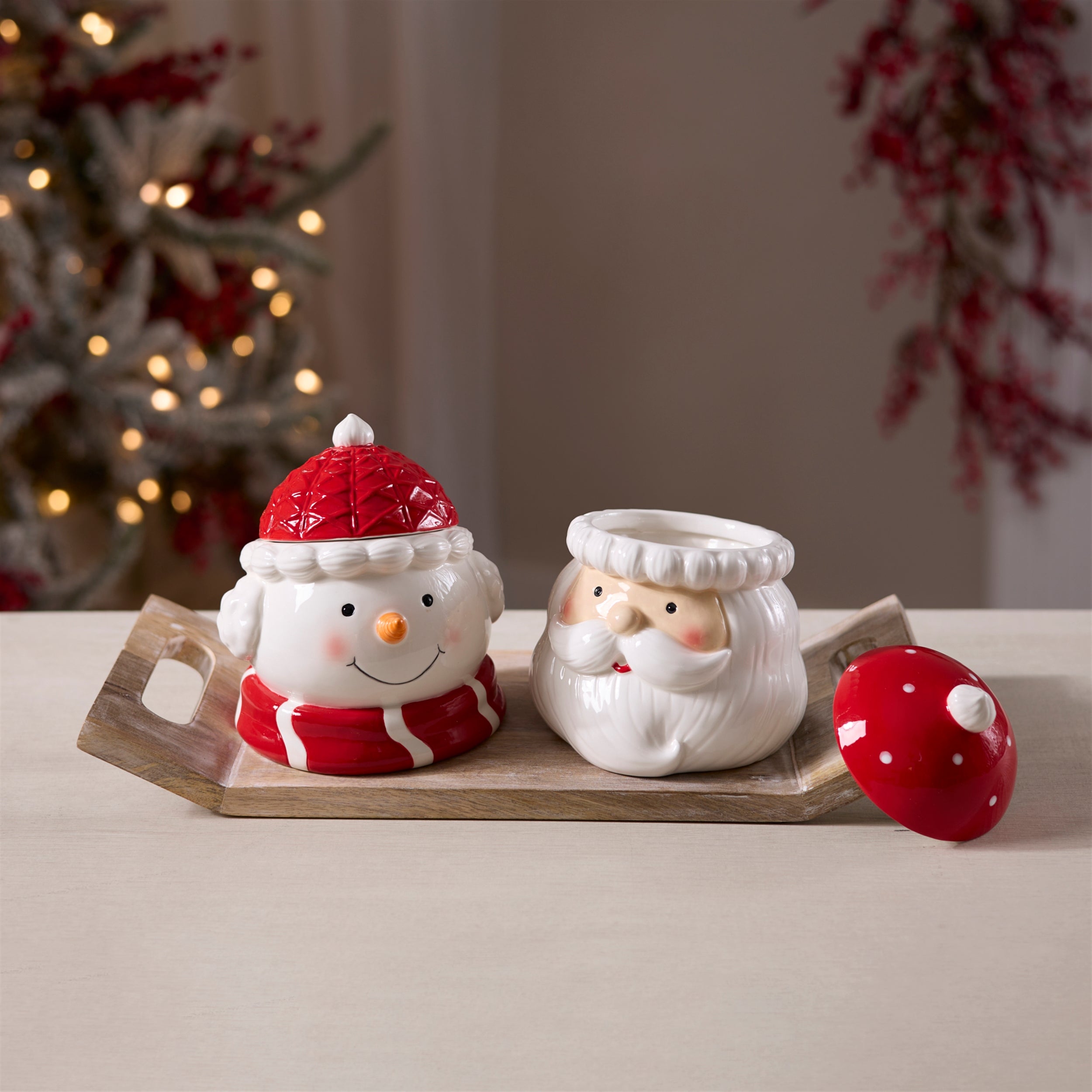 Ceramic Holiday Canister, Set of 2