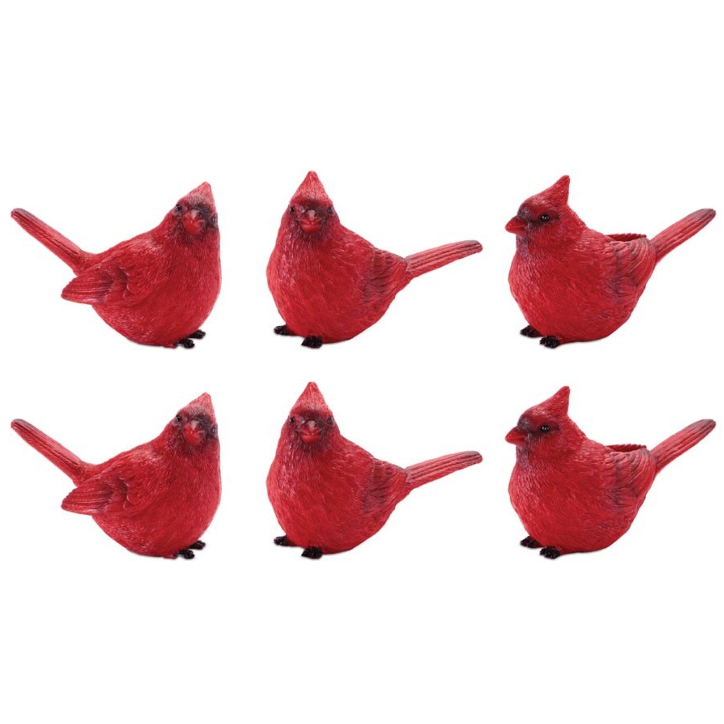 Cardinal Bird Figurine, Set of 6