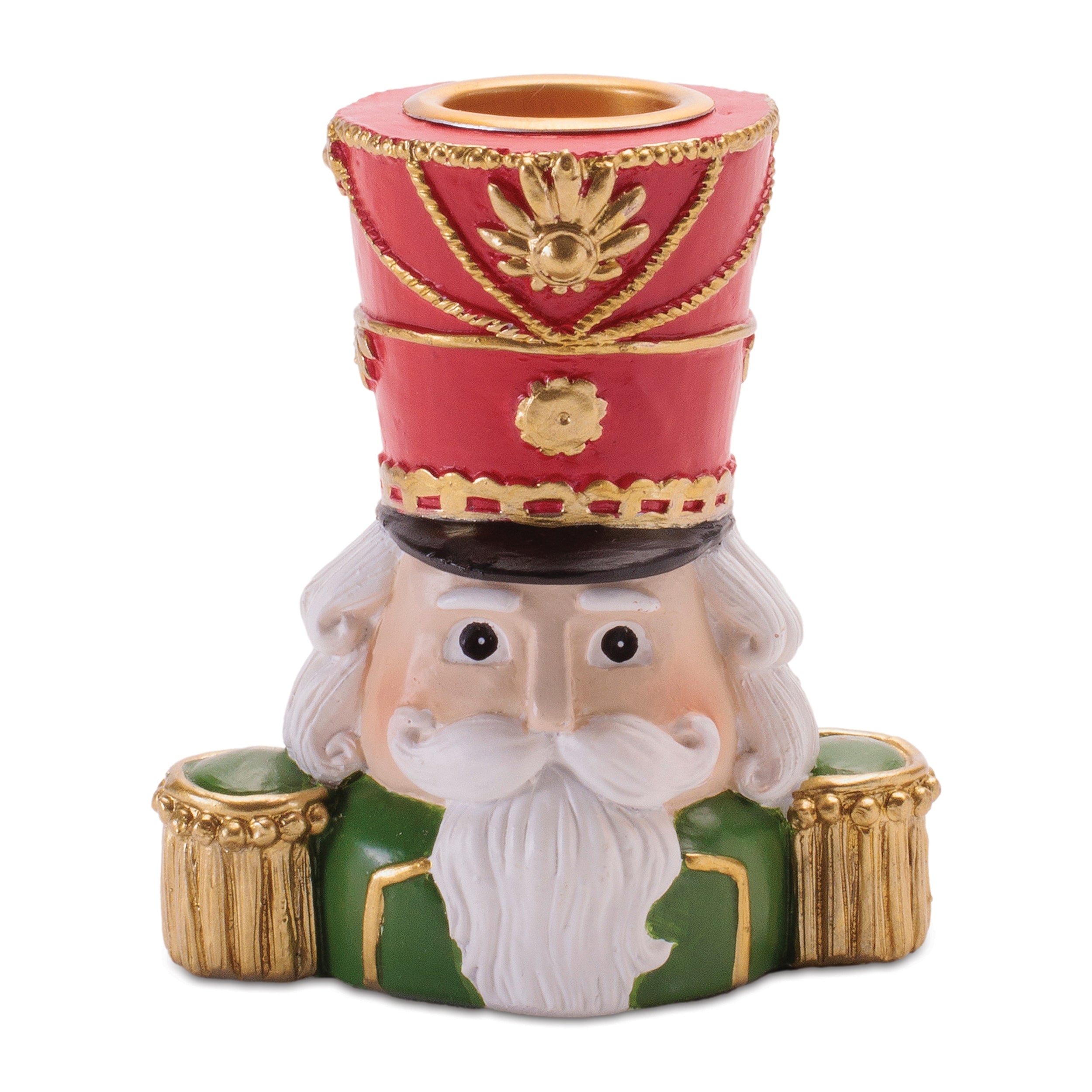Nutcracker Head with Taper Candle Holder, Set of 2