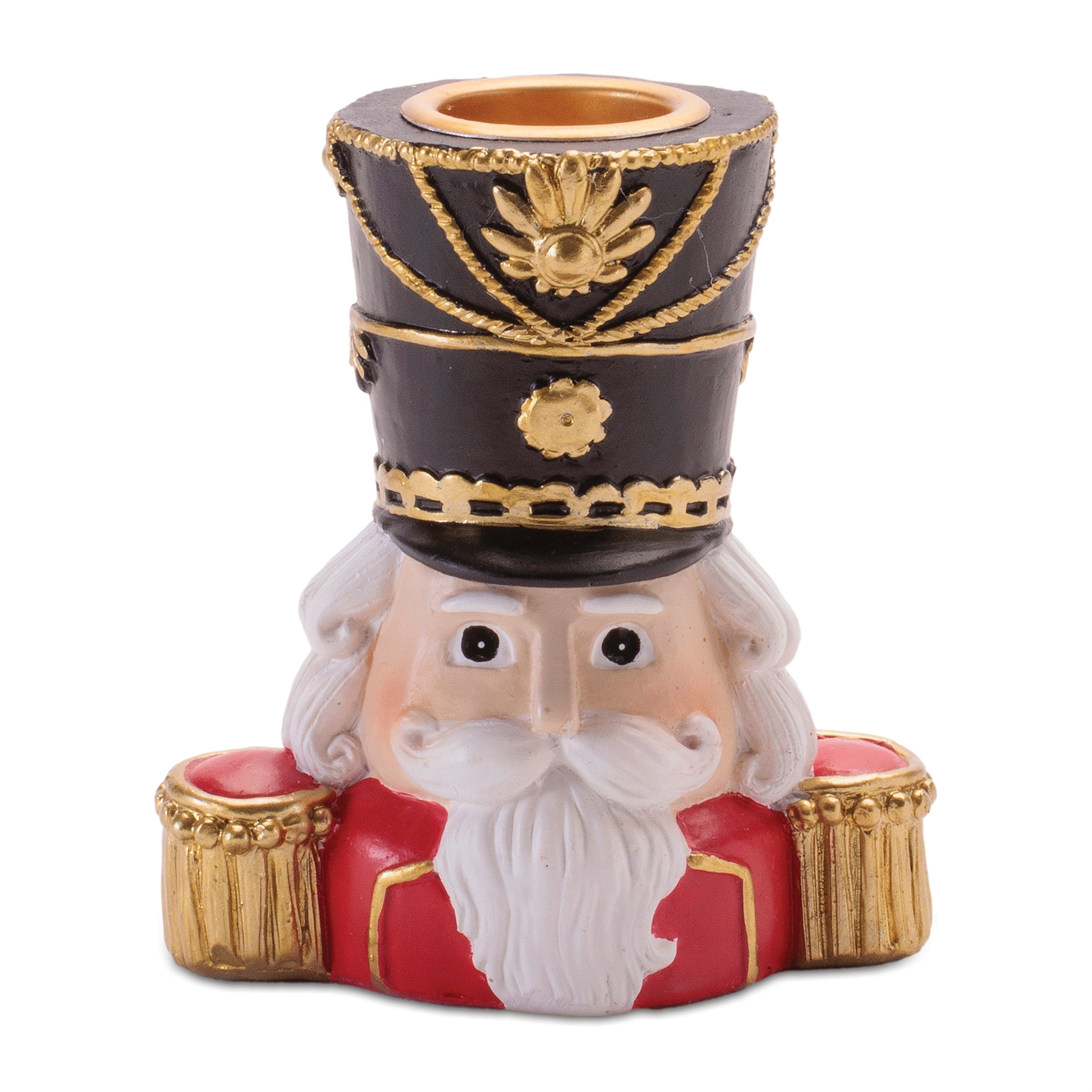 Nutcracker Head with Taper Candle Holder, Set of 2