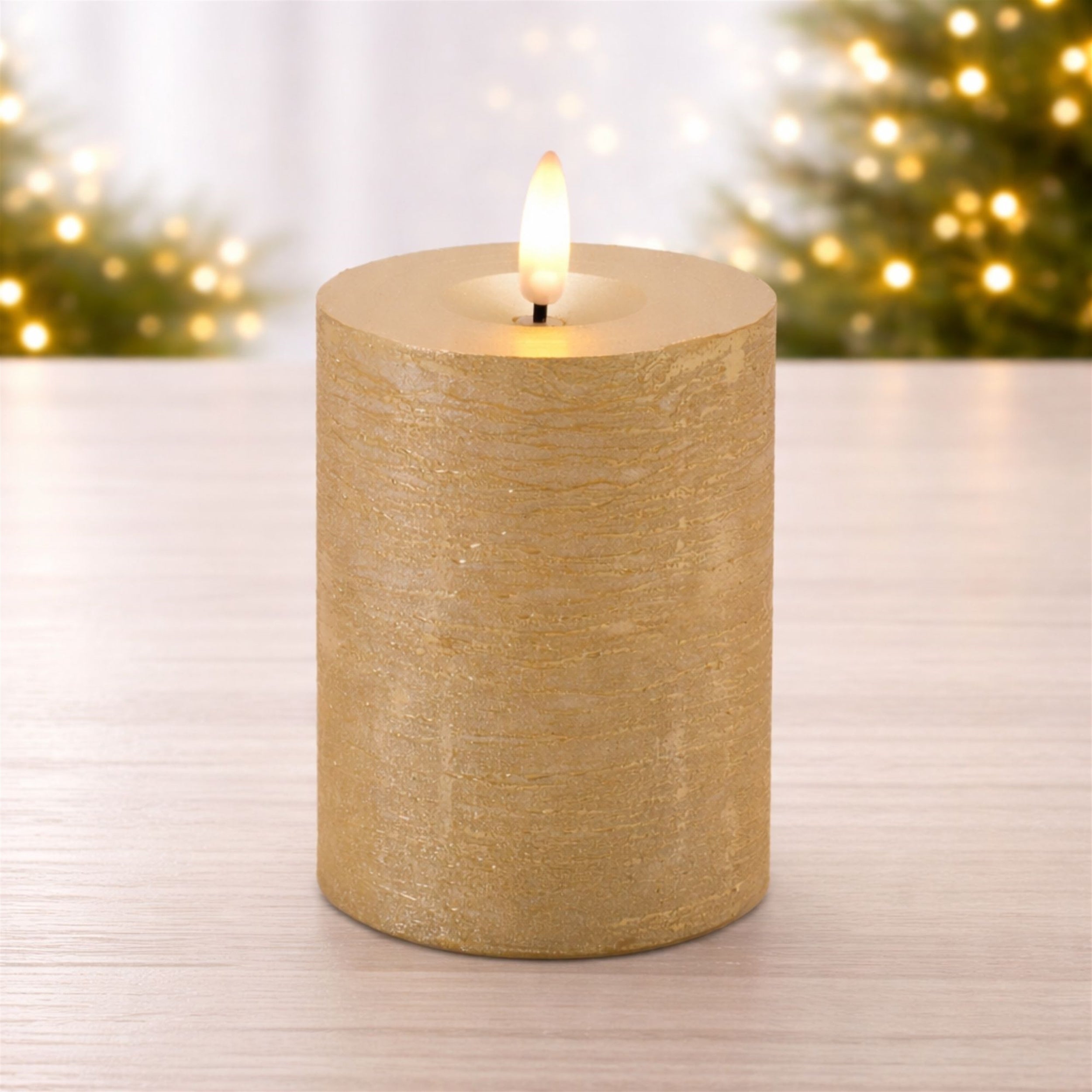Metallic FIA Wick LED Candle, Set of 2