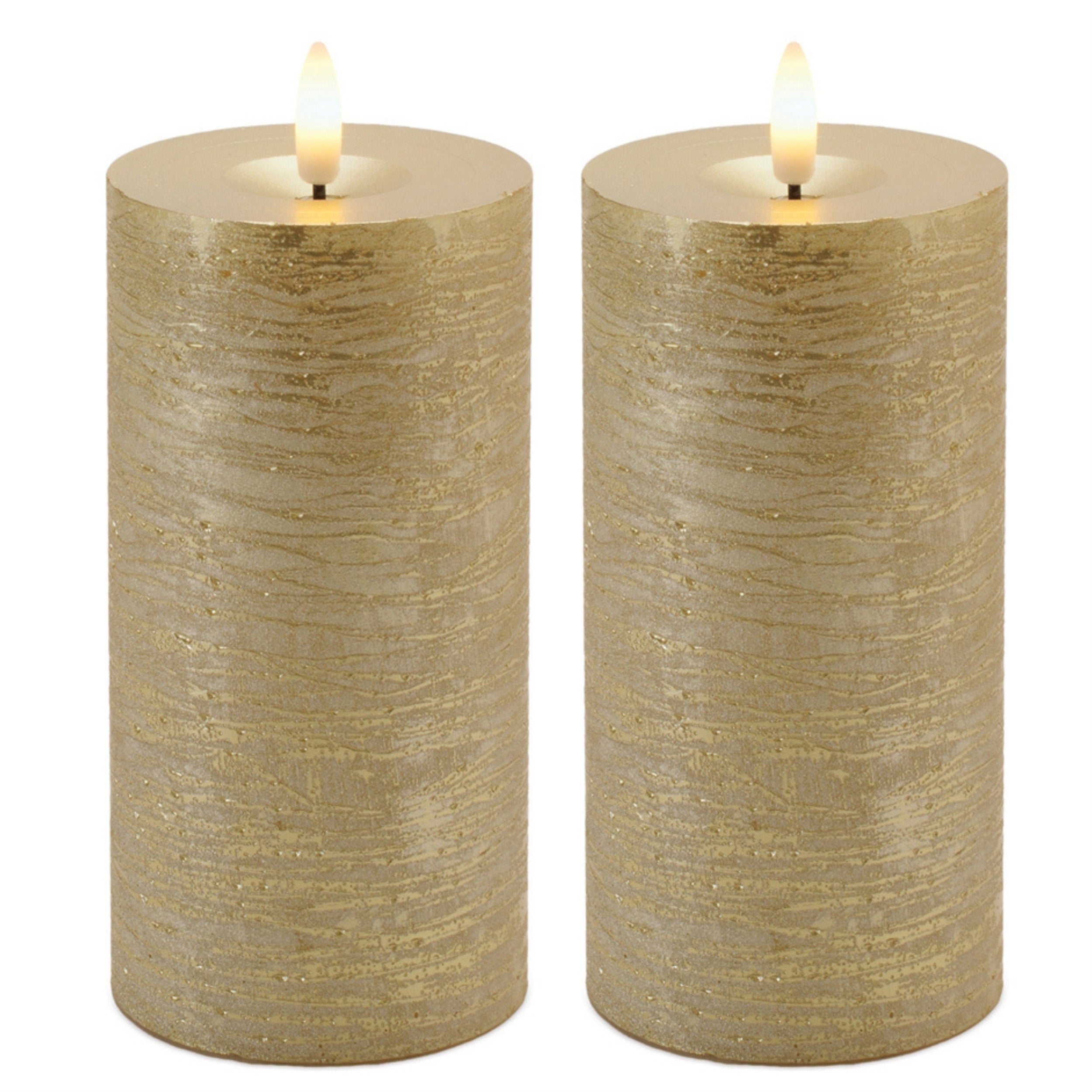 Metallic FIA Wick LED Candle, Set of 2