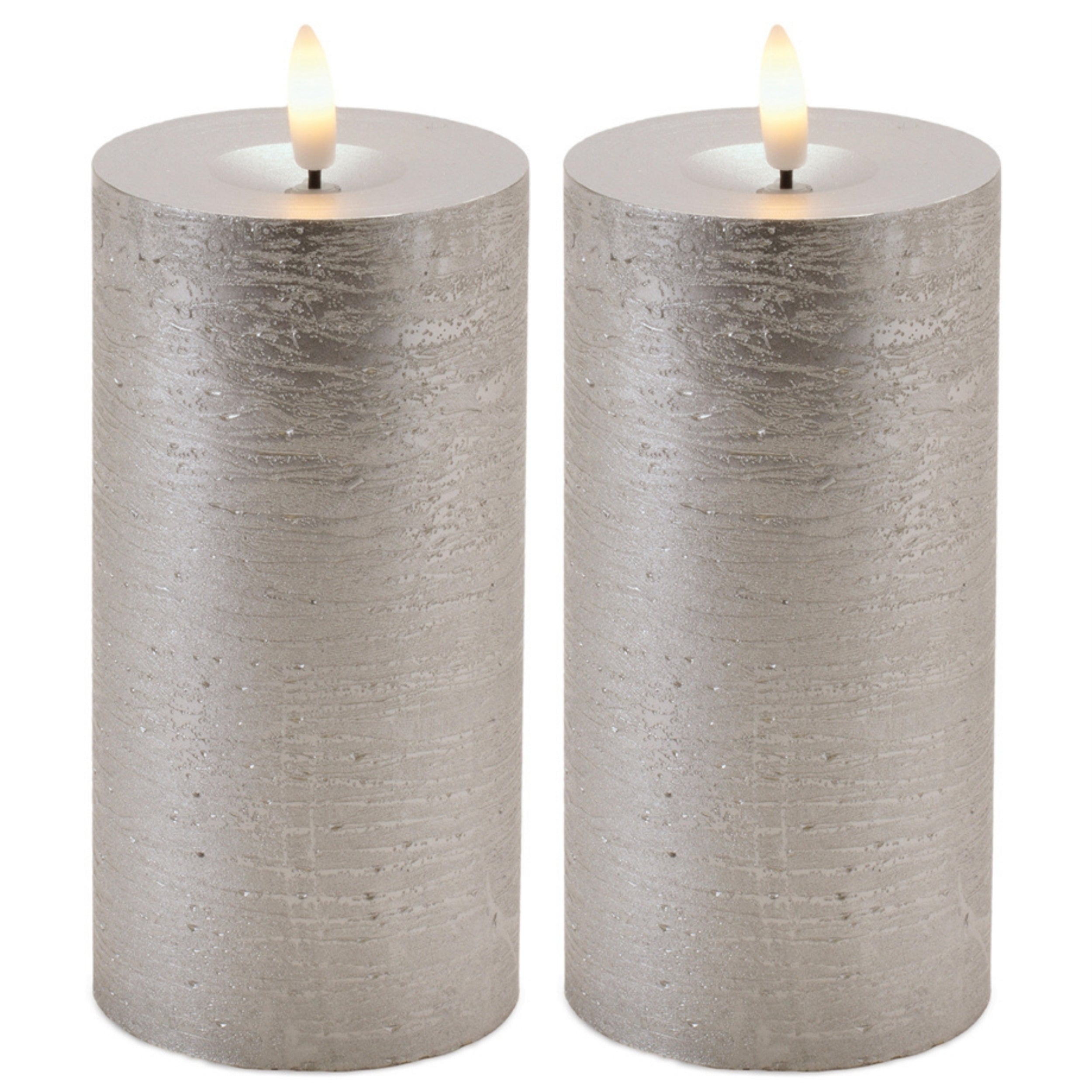 Metallic FIA Wick LED Candle, Set of 2