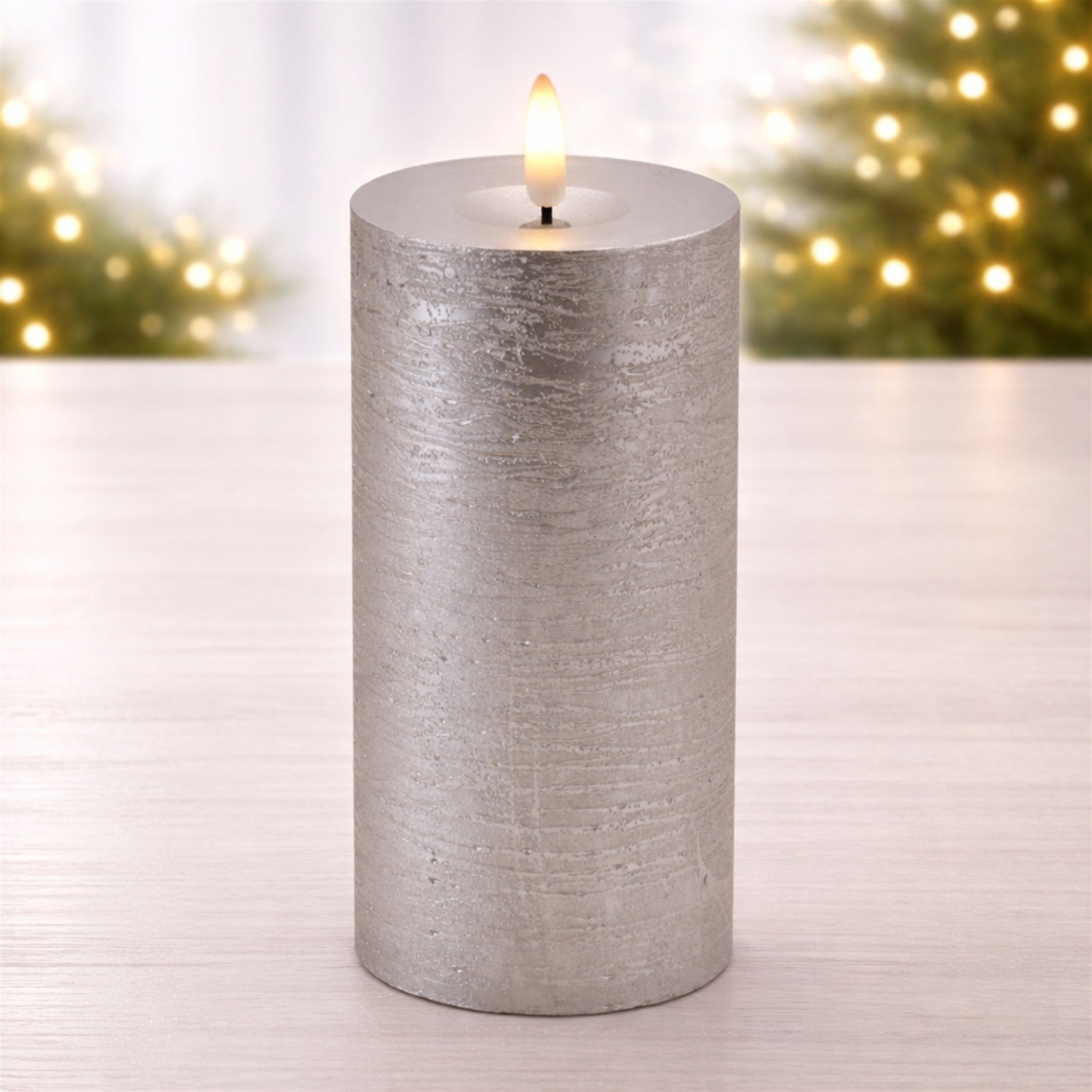 Metallic FIA Wick LED Candle, Set of 2