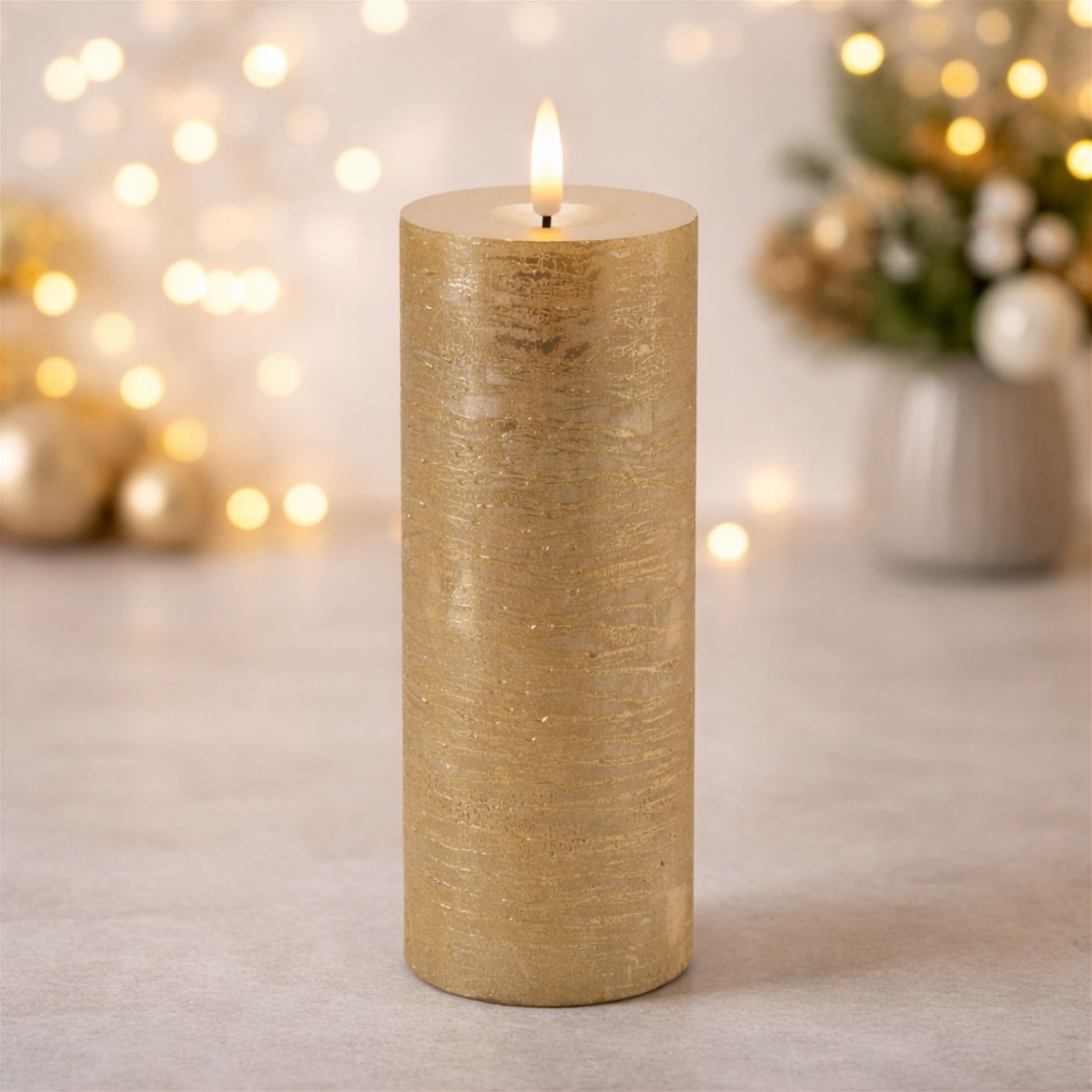 Metallic FIA Wick LED Candle, Set of 2
